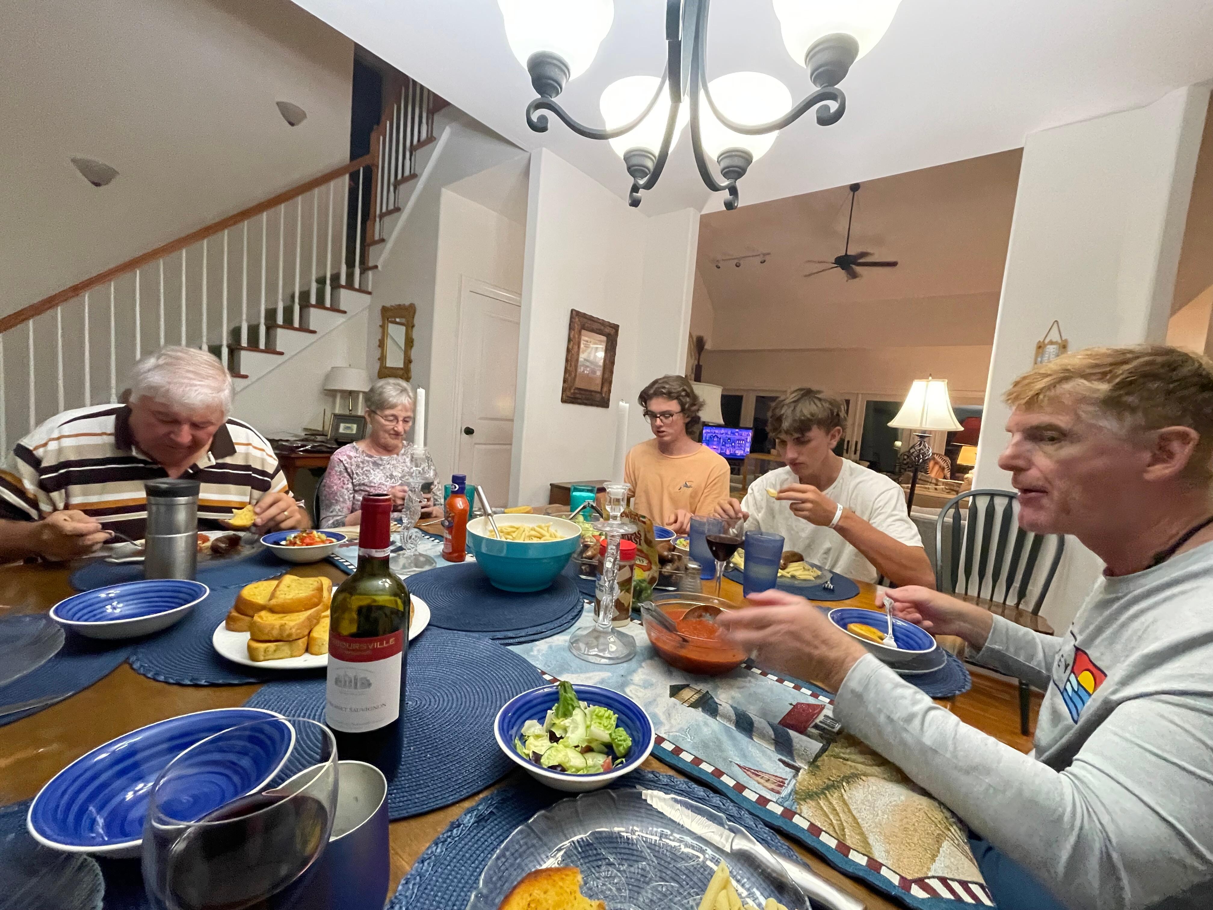 Large tables were perfect for shared dinners.