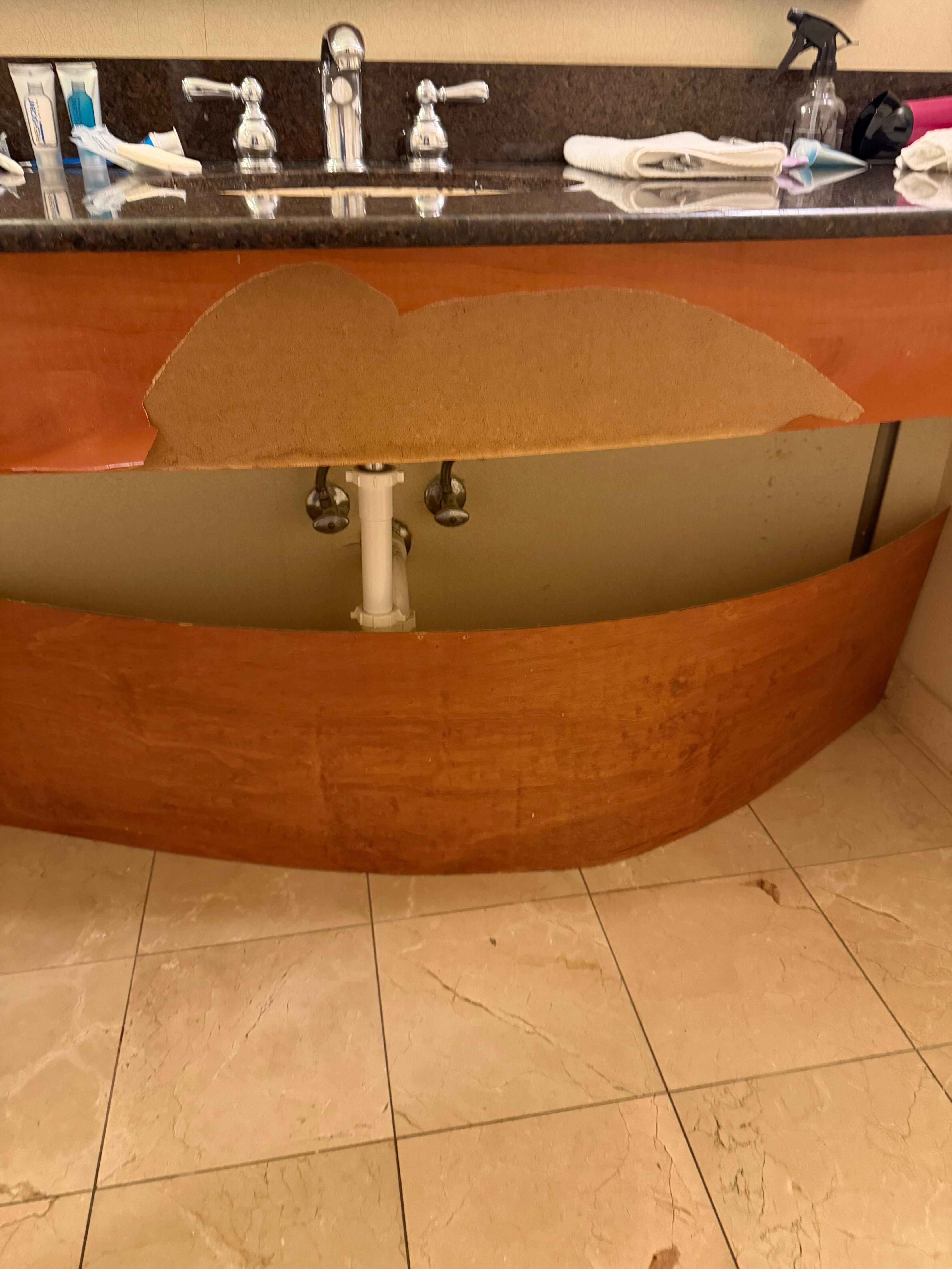Bathroom vanity ripped covering 