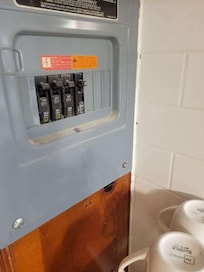 Dirty breaker box above drinking cups