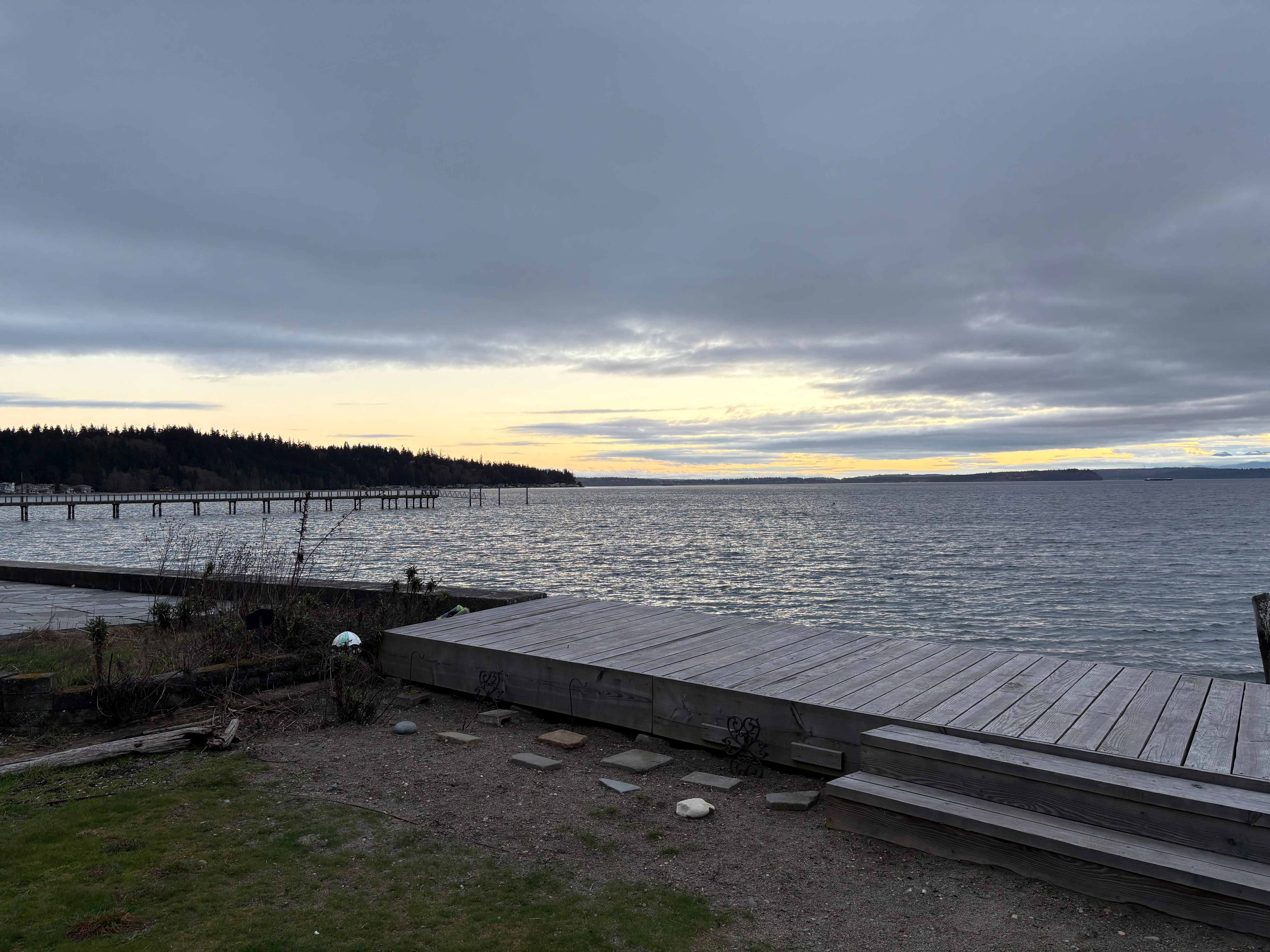Deck at the wooden bulk head. The deck is about 4ft from the sand at the time we were there. 