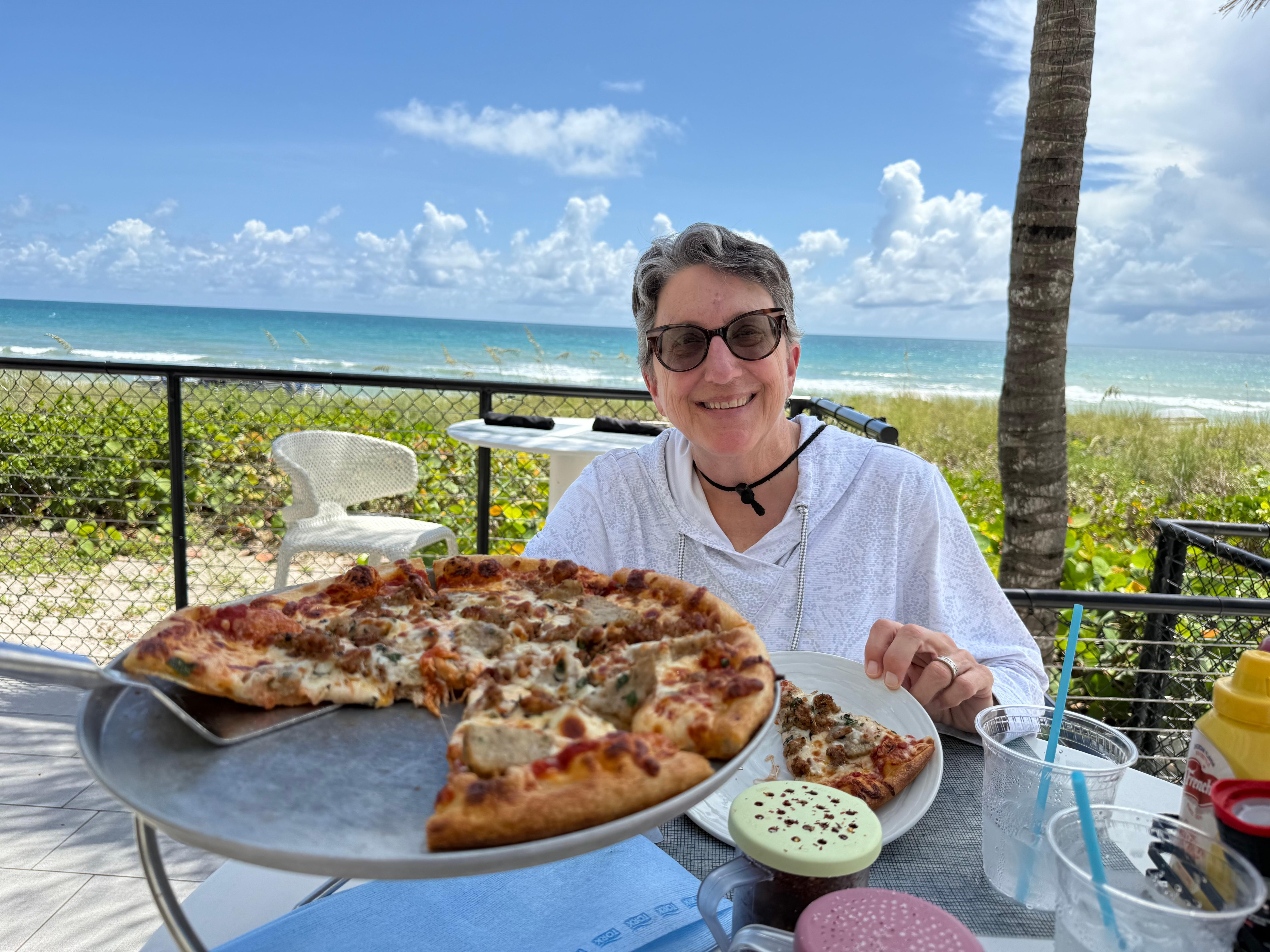 Fresh made pizza for lunch. Delicious!!