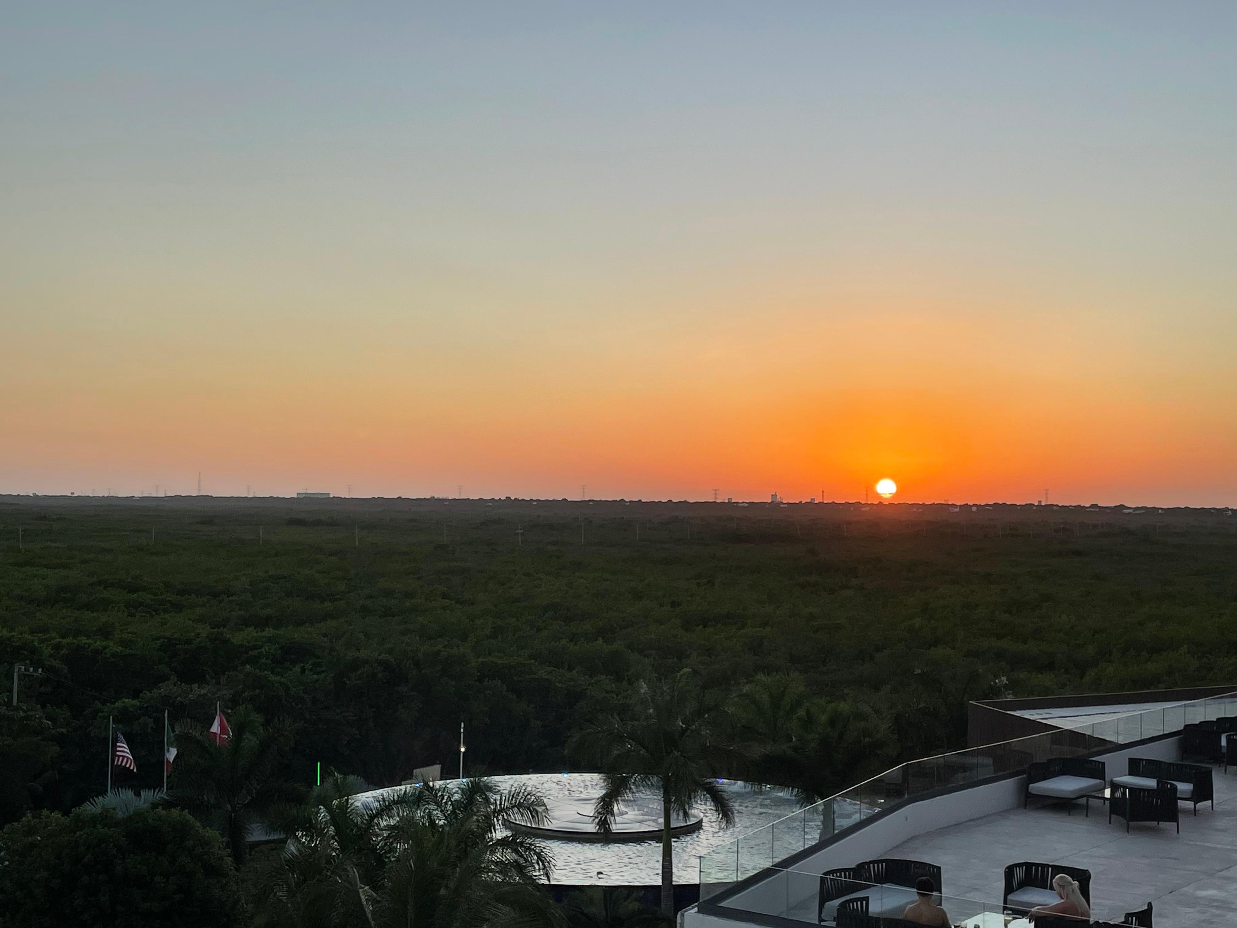 Sunset from the corridor in front of our room