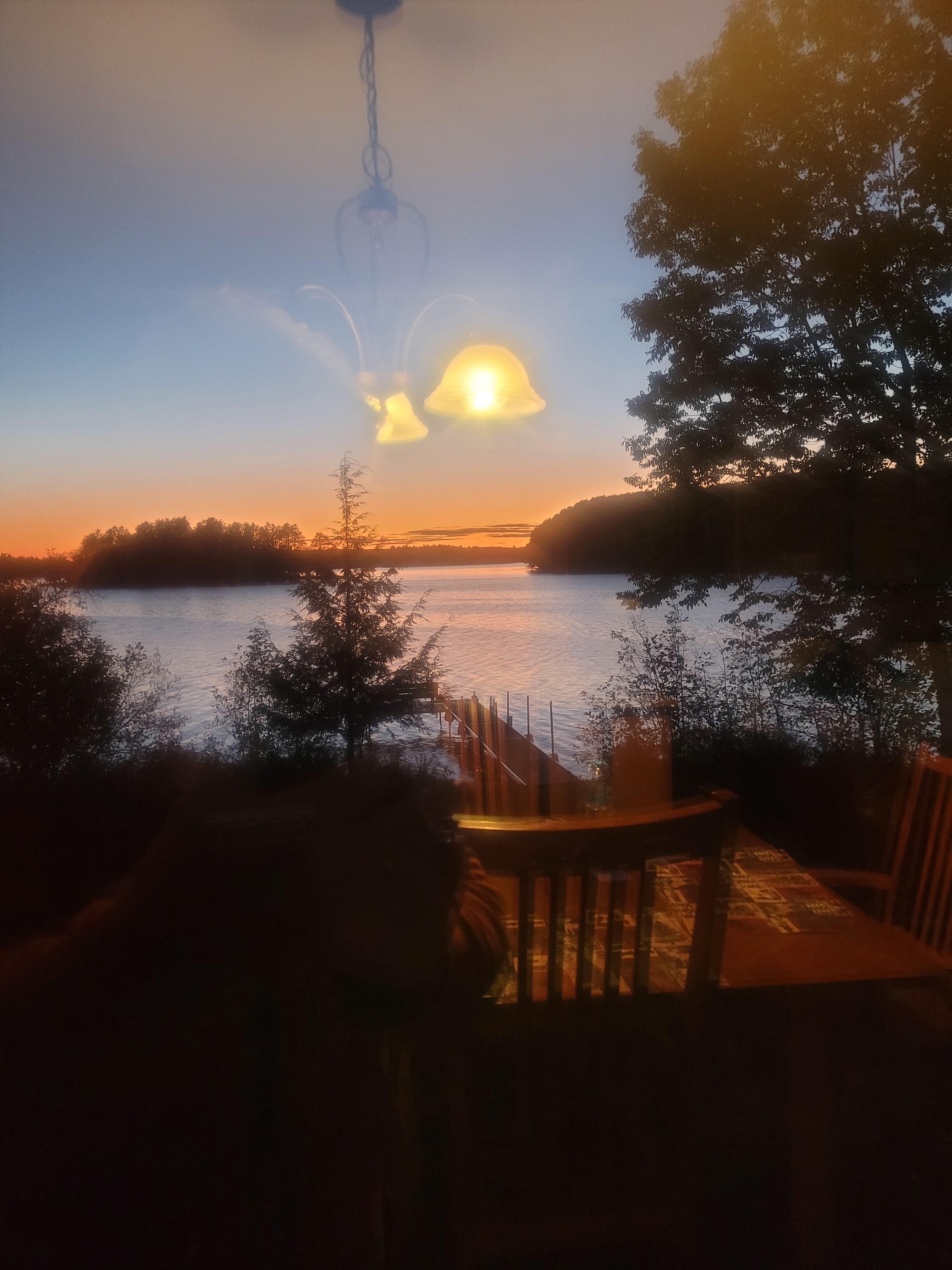 Sunset from inside the cabin. Still nice.