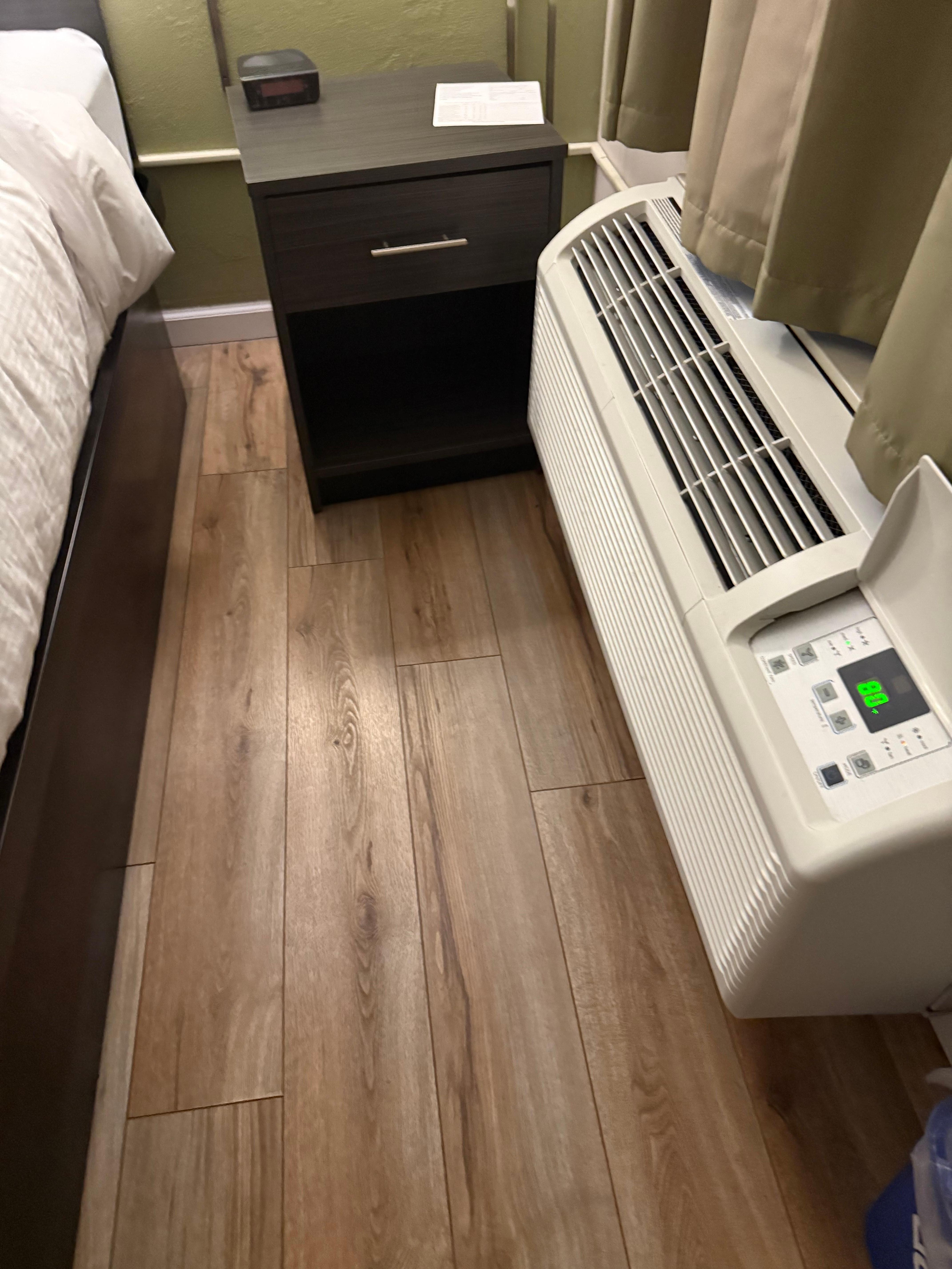 Sinking floors. It was a crack I. The window. Baseboard ac/heater used to block the outside air from coming in. Didn’t work. 