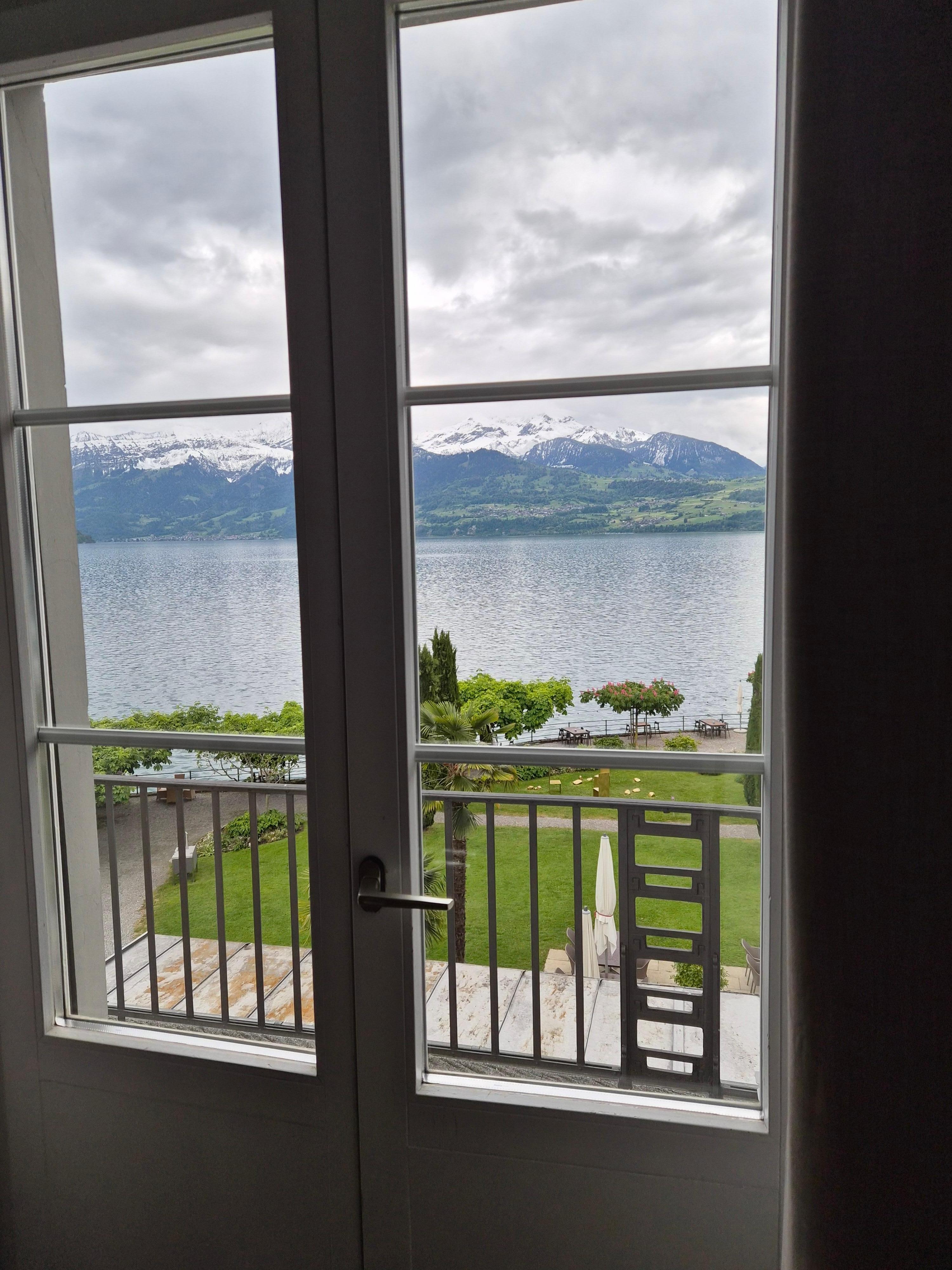 View of Lake thru balcony window