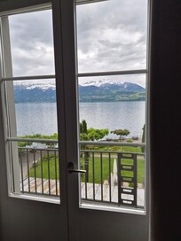 View of Lake thru balcony window