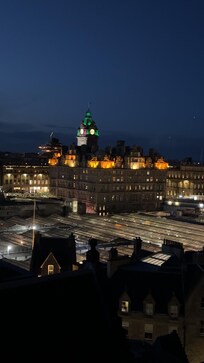 View from our penthouse balcony at night