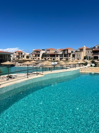 One of the many outdoor pools