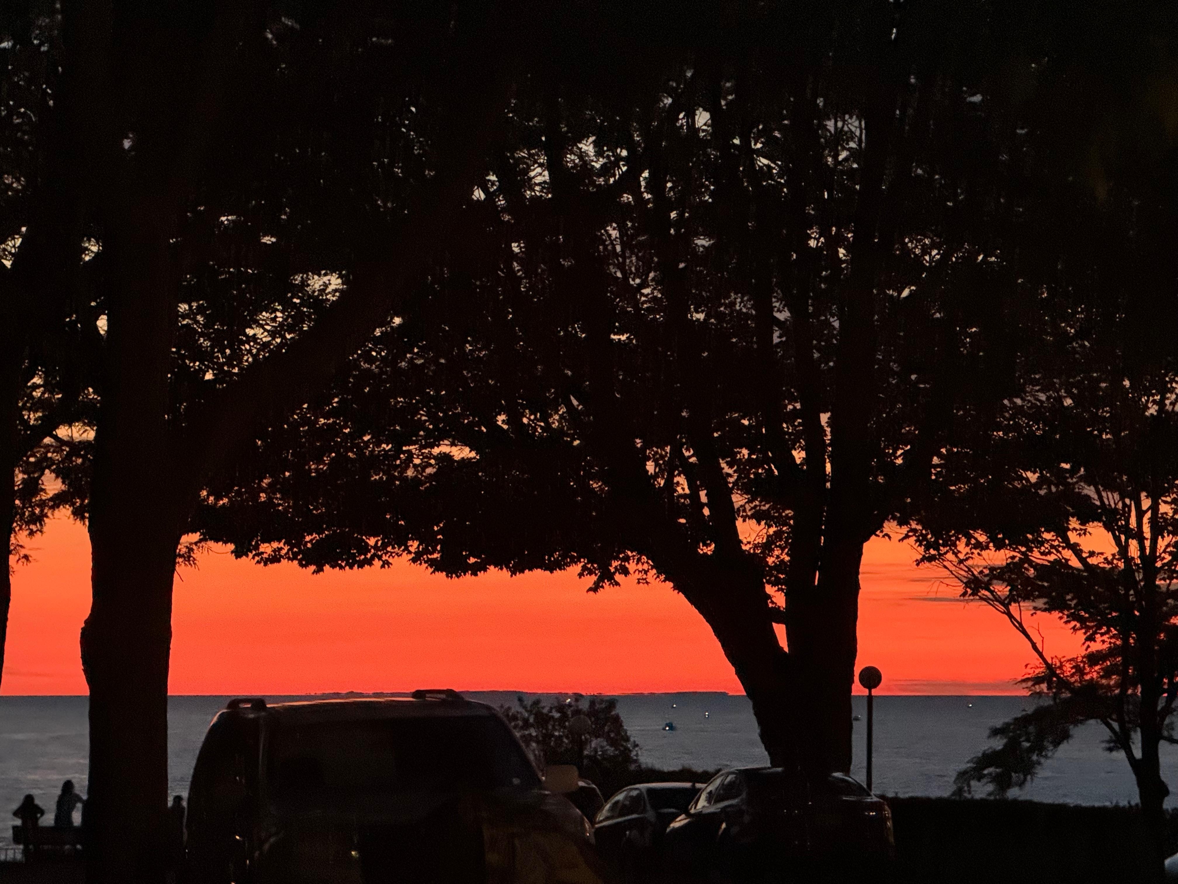Afterglow of the sunset  over Lake Michigan