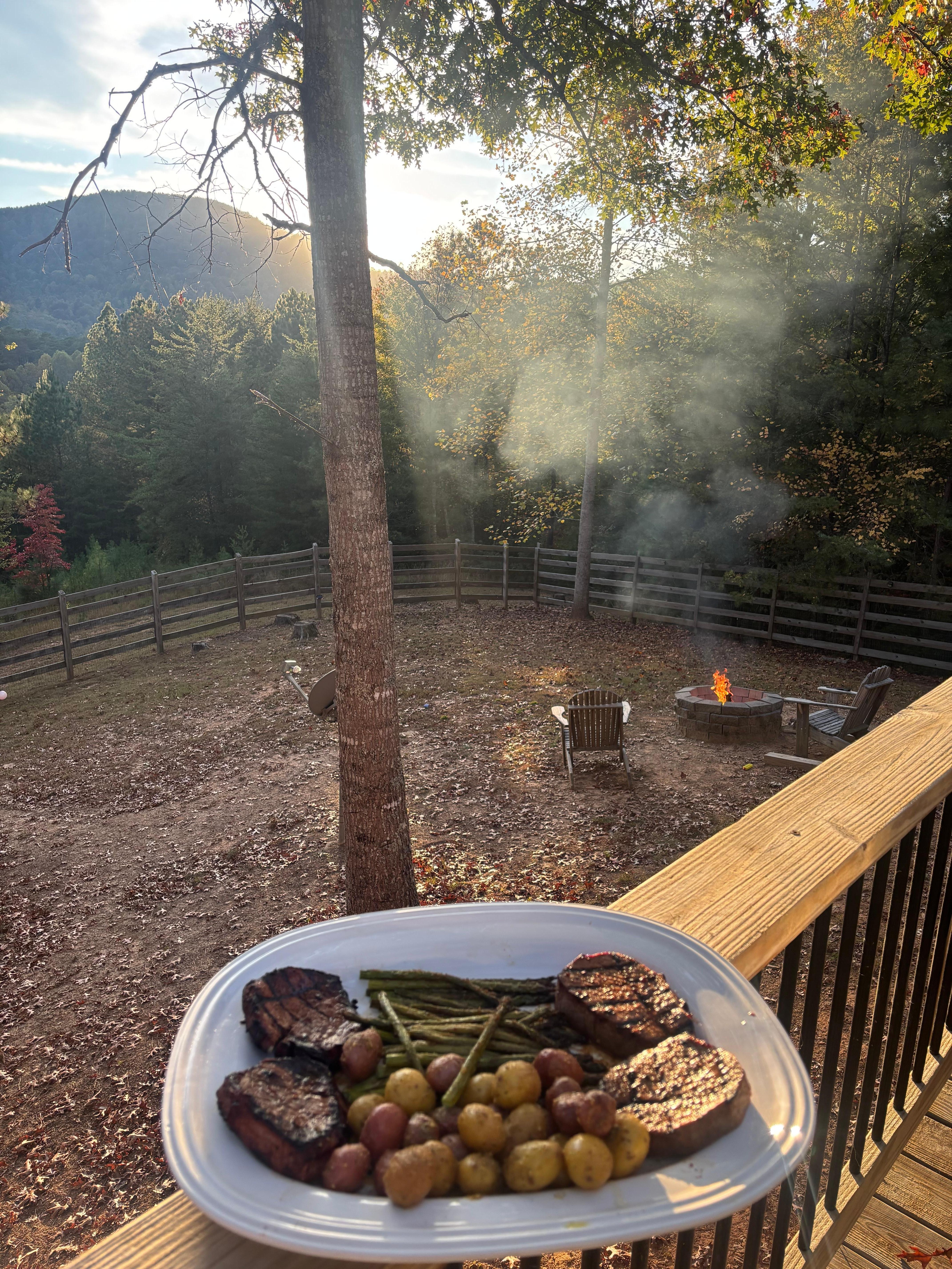 Propane grill on the patio to cook home cooked meals 