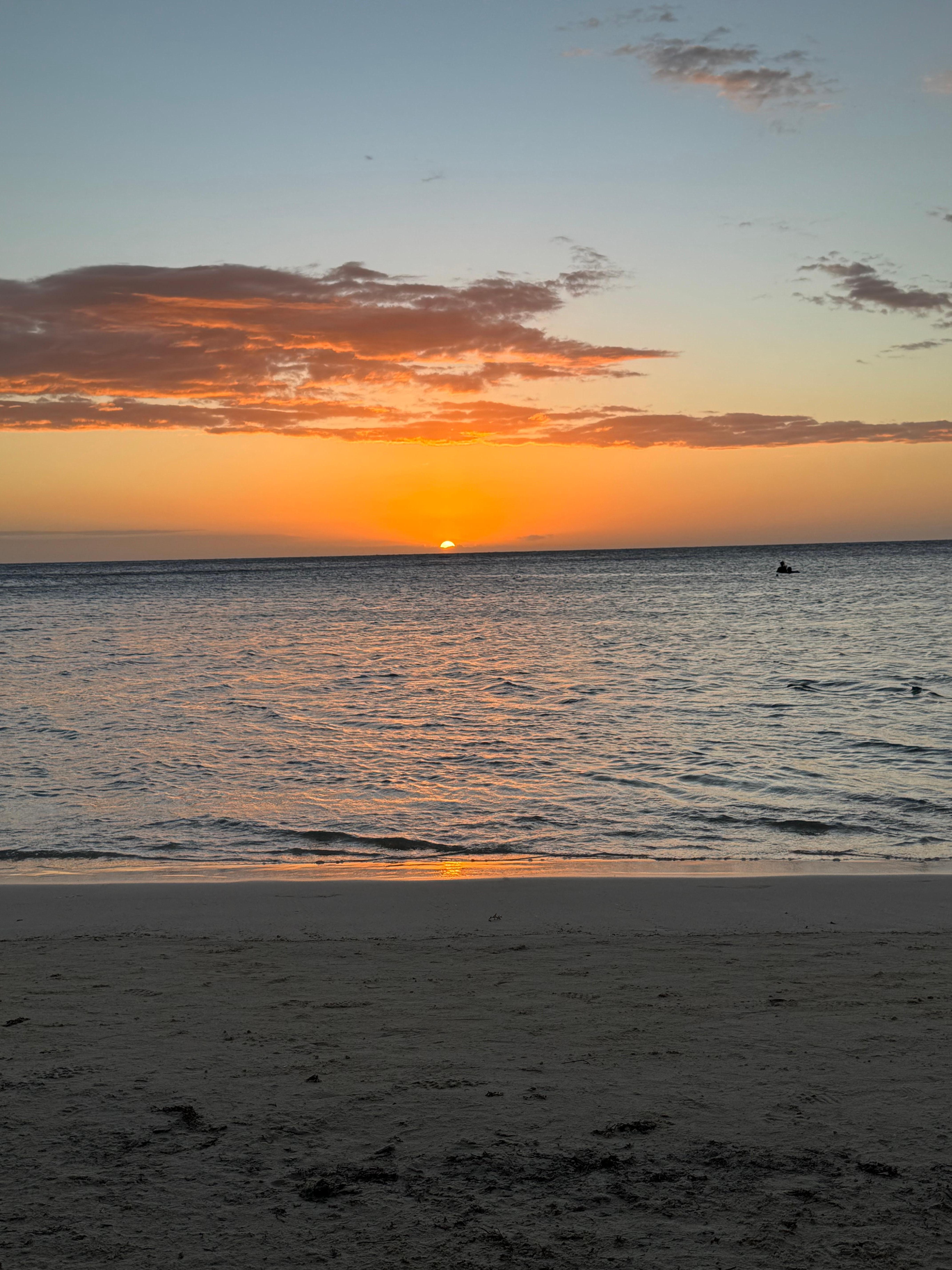 West bay beach at sunset