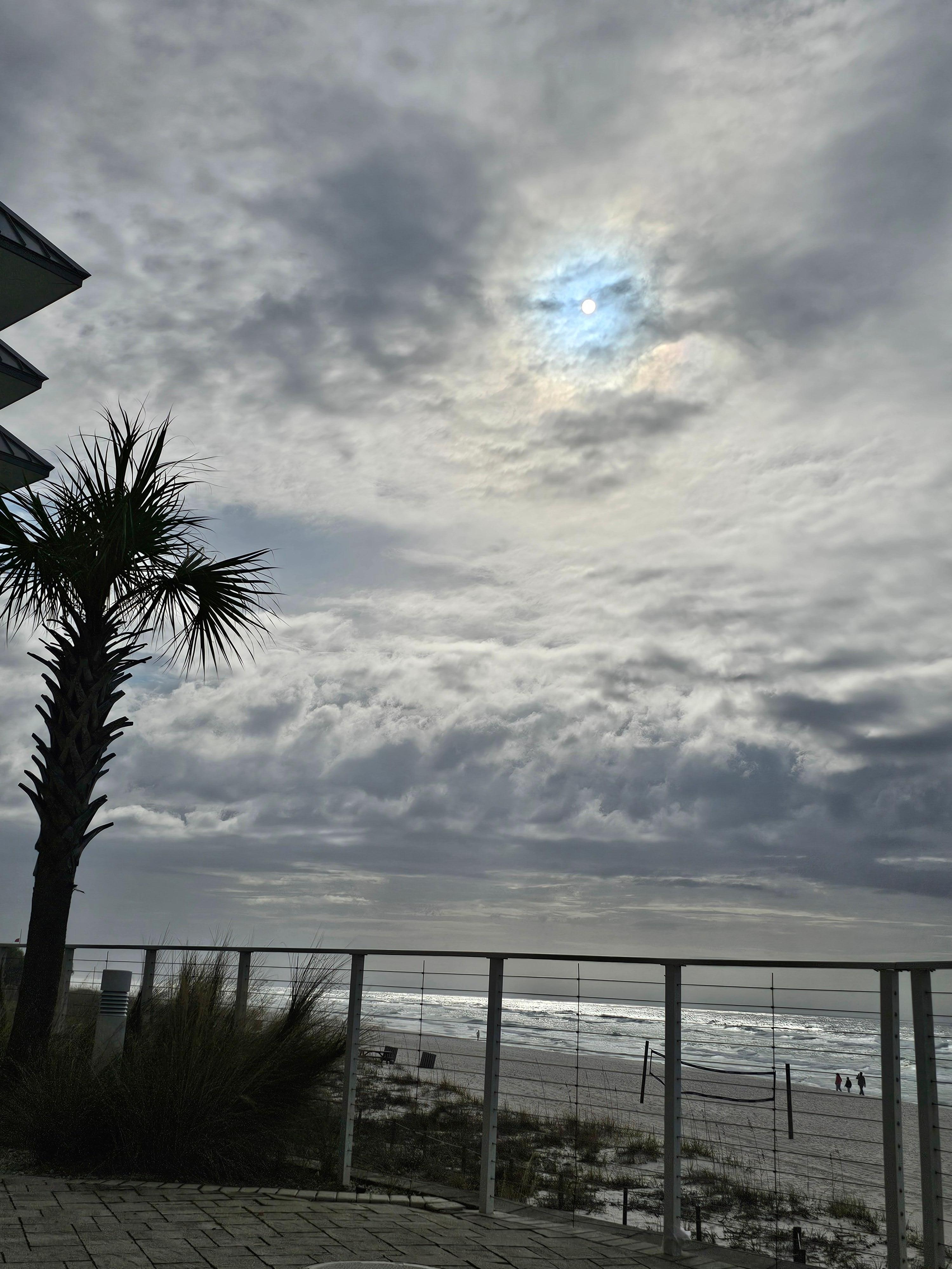 From the outside deck.