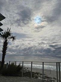 From the outside deck.