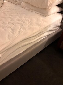 Messy sheets and stains
When pulled the comforter back.. side of bed has stains