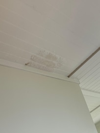 Clear water damage in the ceiling