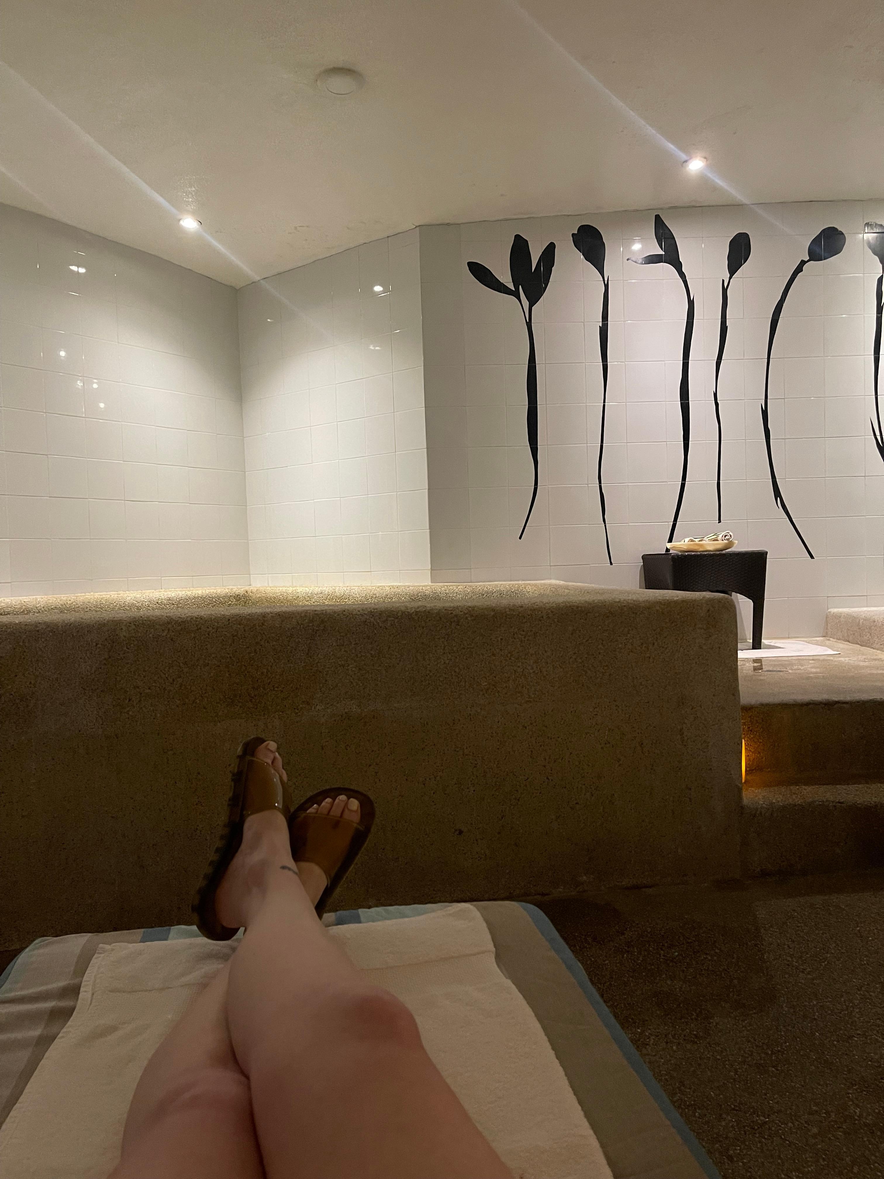 Spa are with hot tub, cold plunge, and steam room.