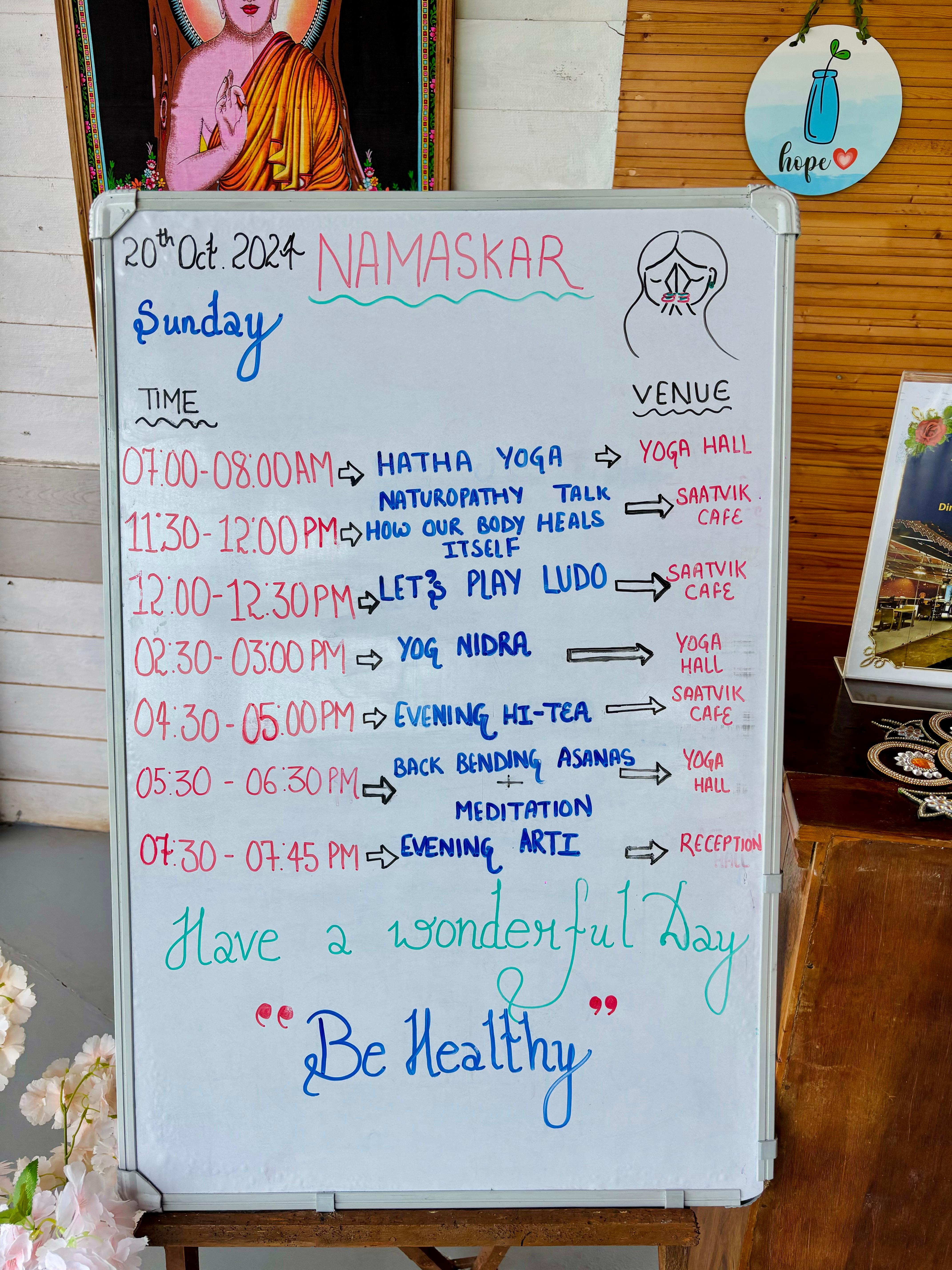 Example of daily timetable 