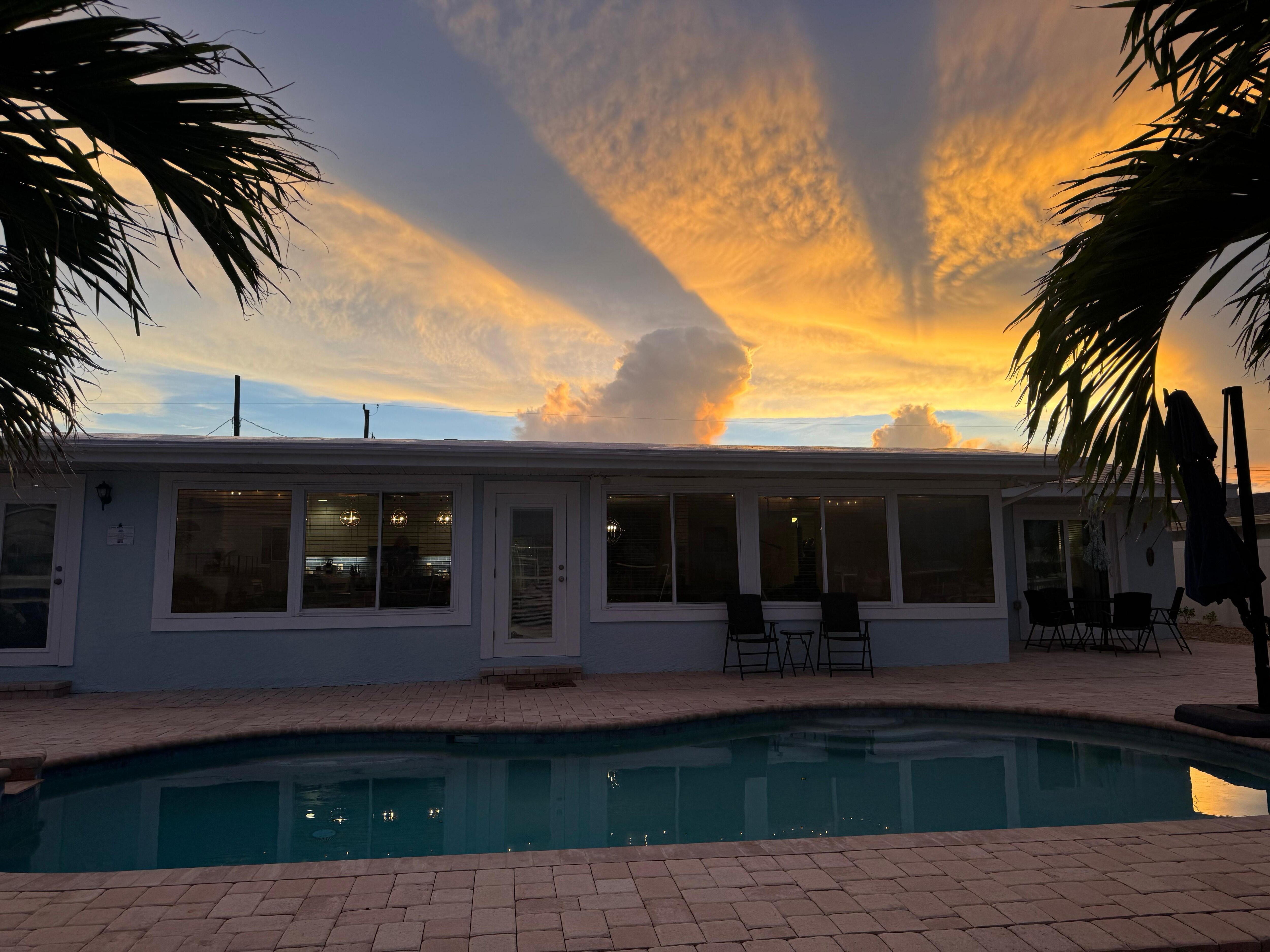 View from back with nice clouds. 