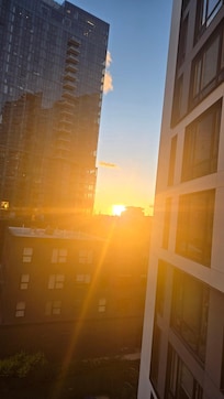 View of the sunset from the window in one of the rooms