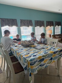 Large dining room table! Perfect for family meals and game nights!