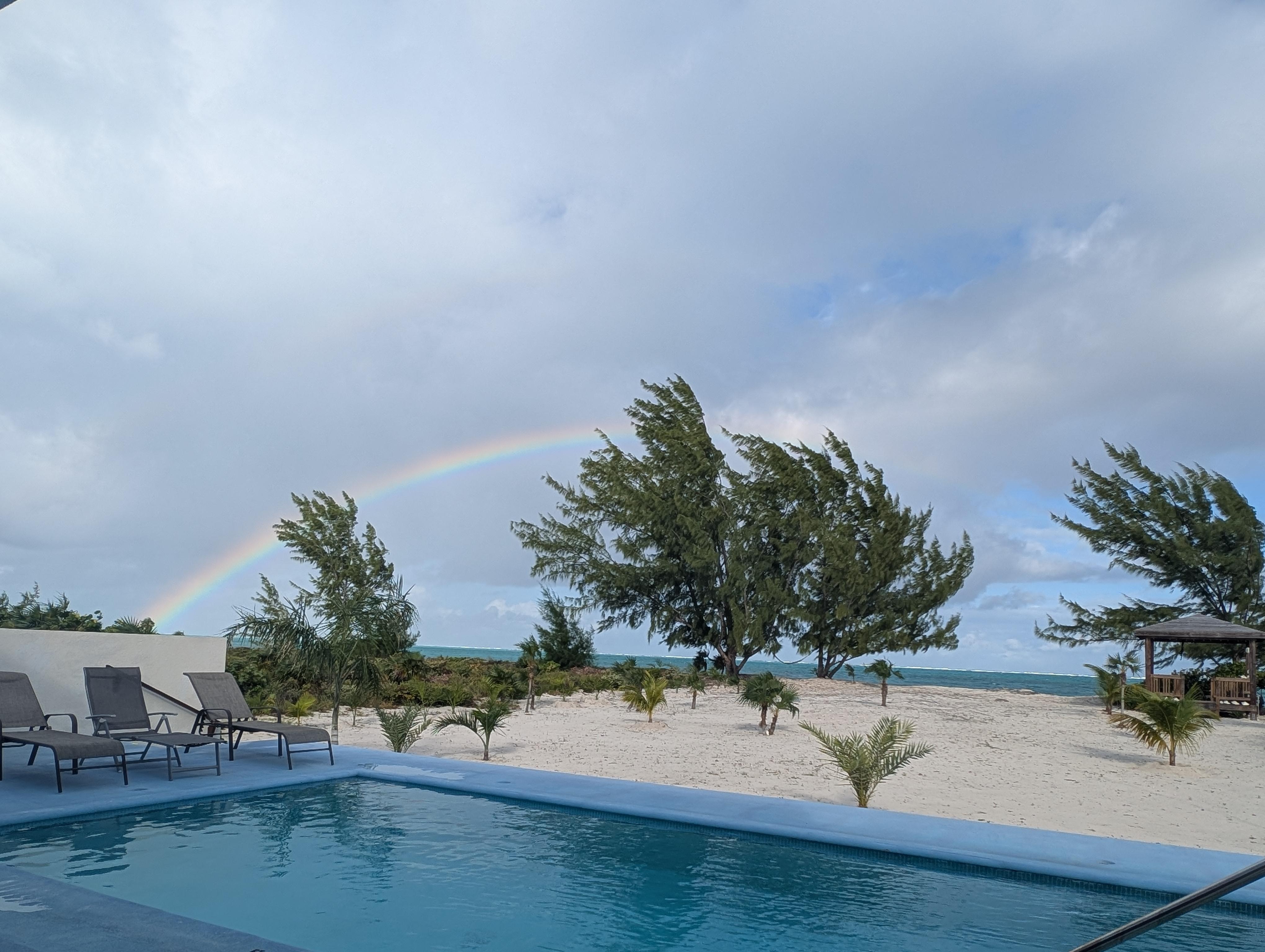 Rainbow over the pool