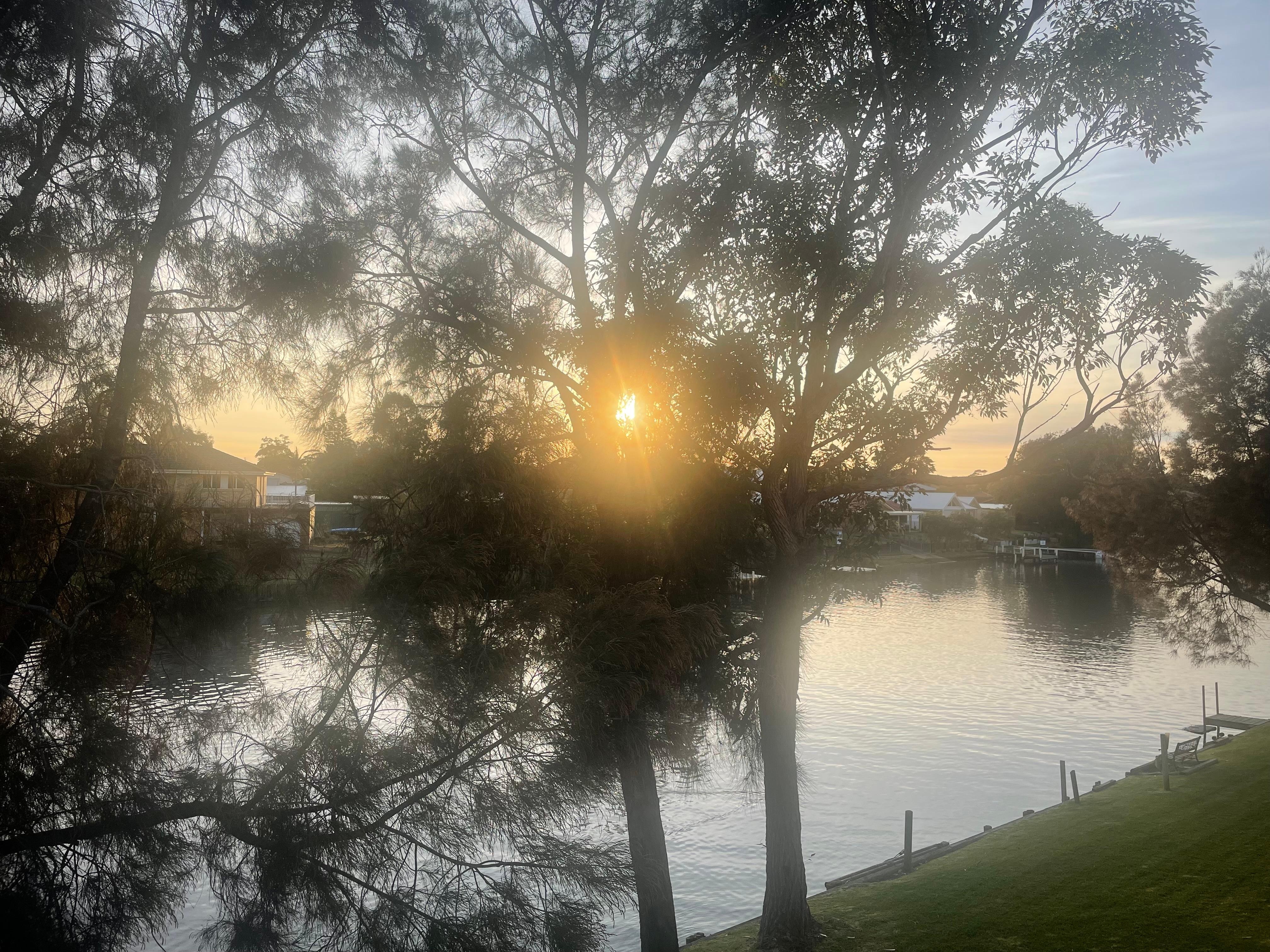 View from the top balcony at sunrise 