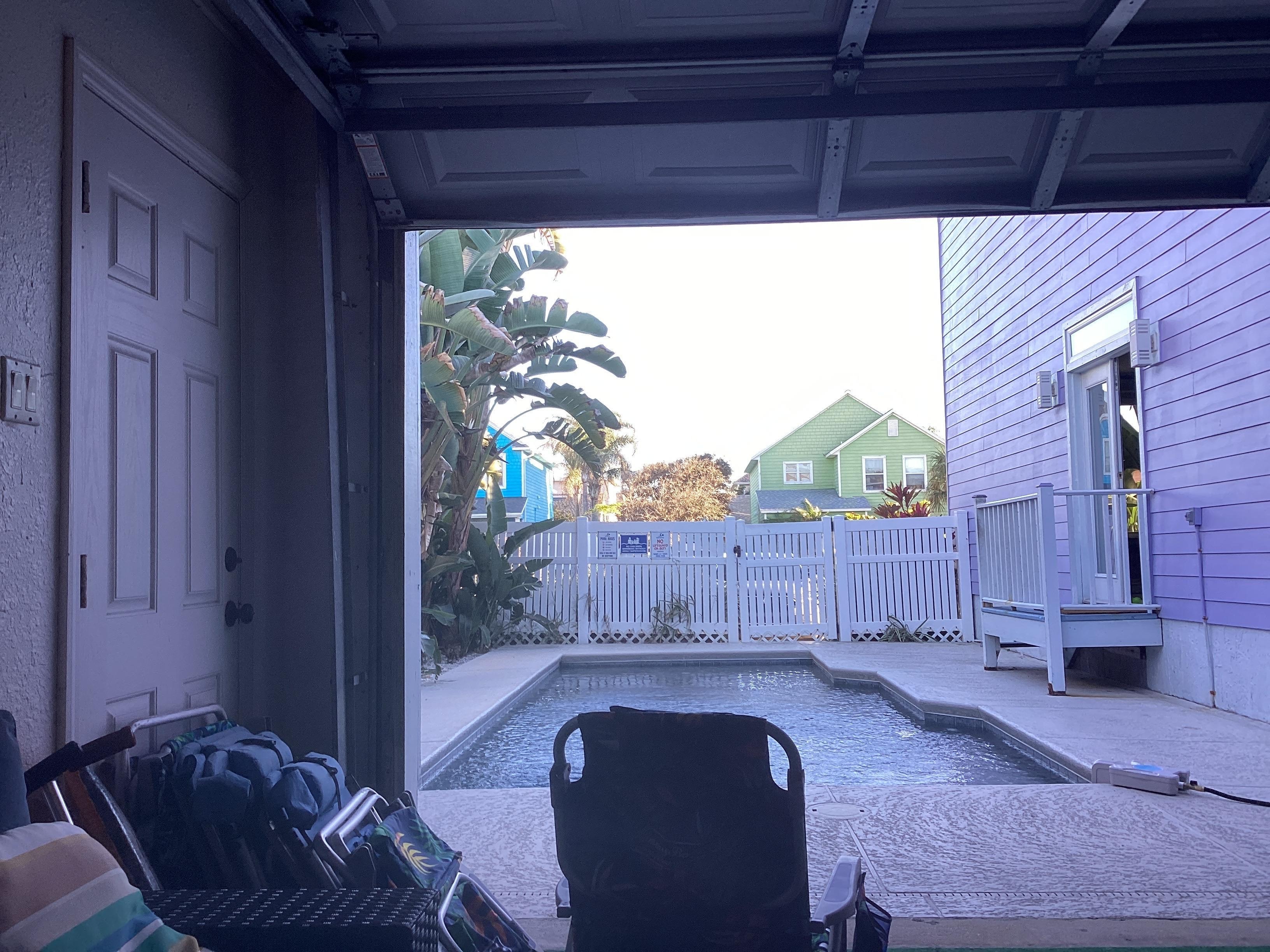 View from Tiki room looking over private pool
