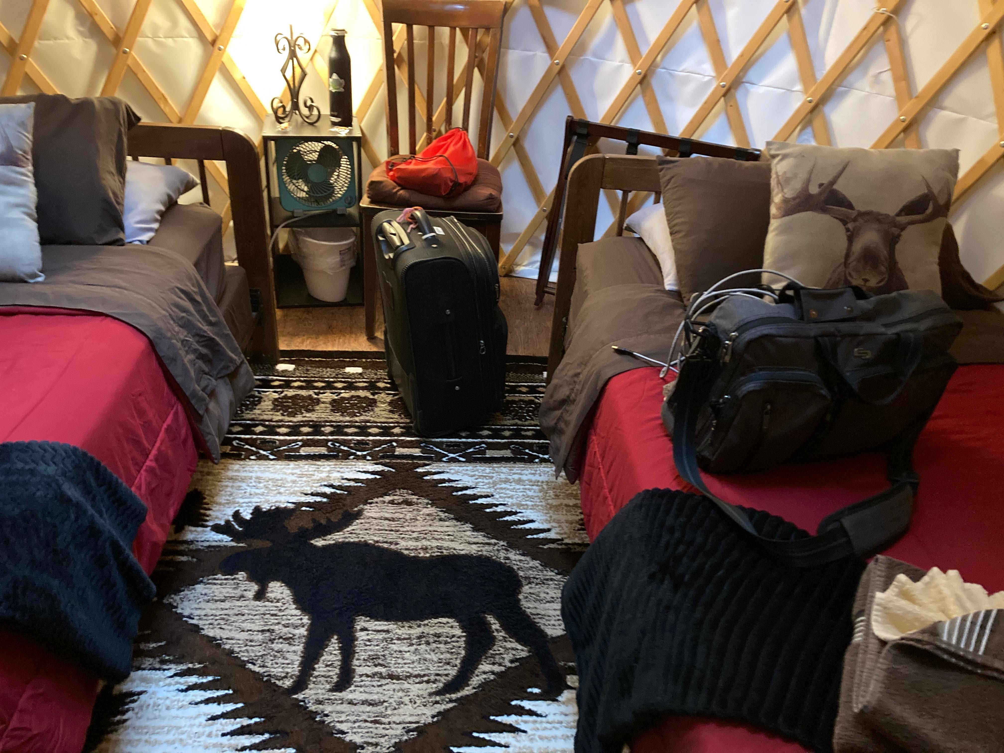 Inside the yurt
