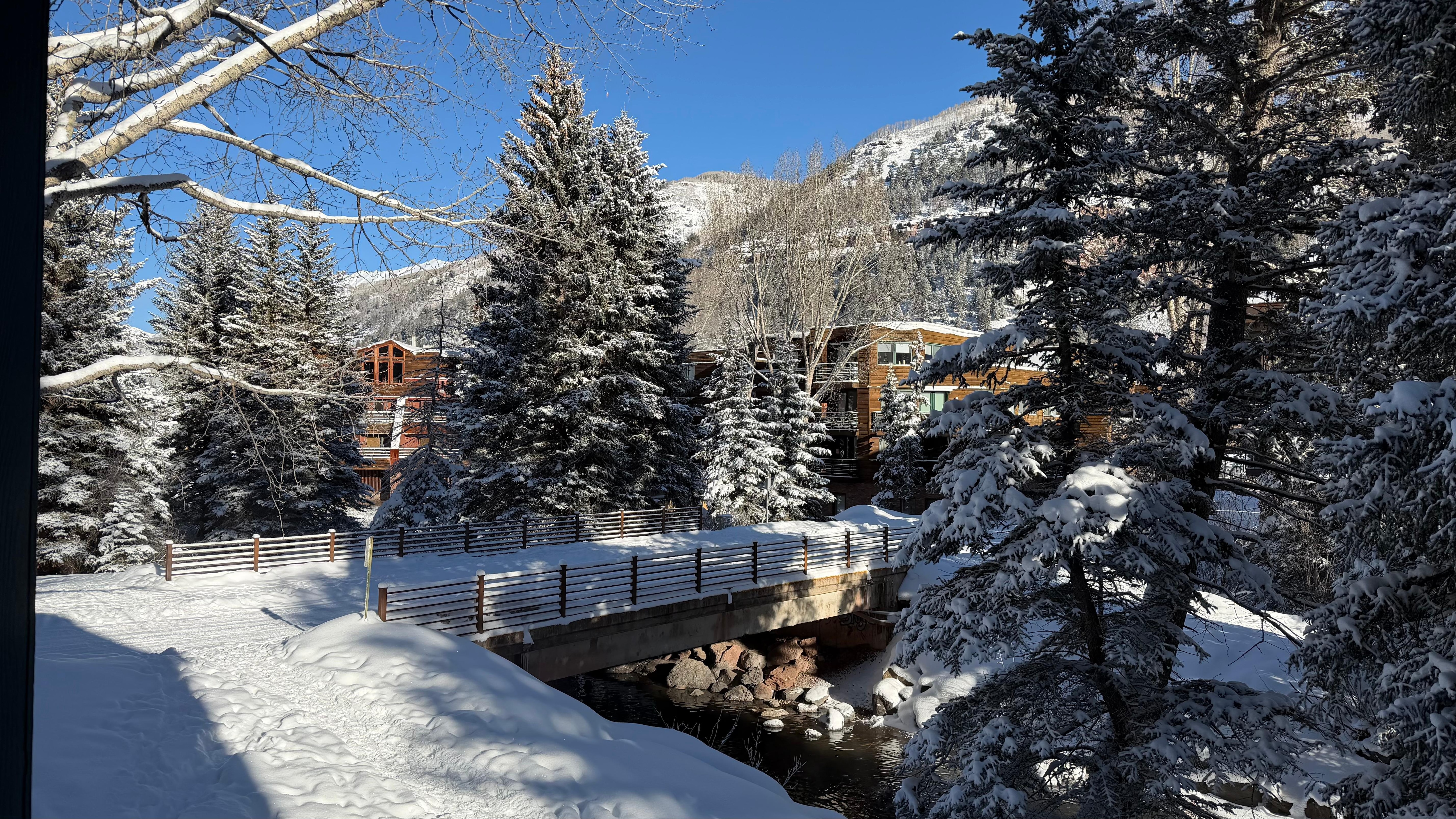 View from the balcony looking west toward gondola