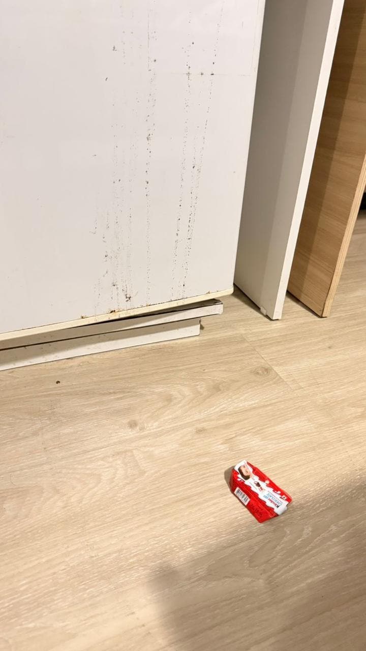 frigobar sujo/papel de chocolate de outros hospedes que ja estava no quarto