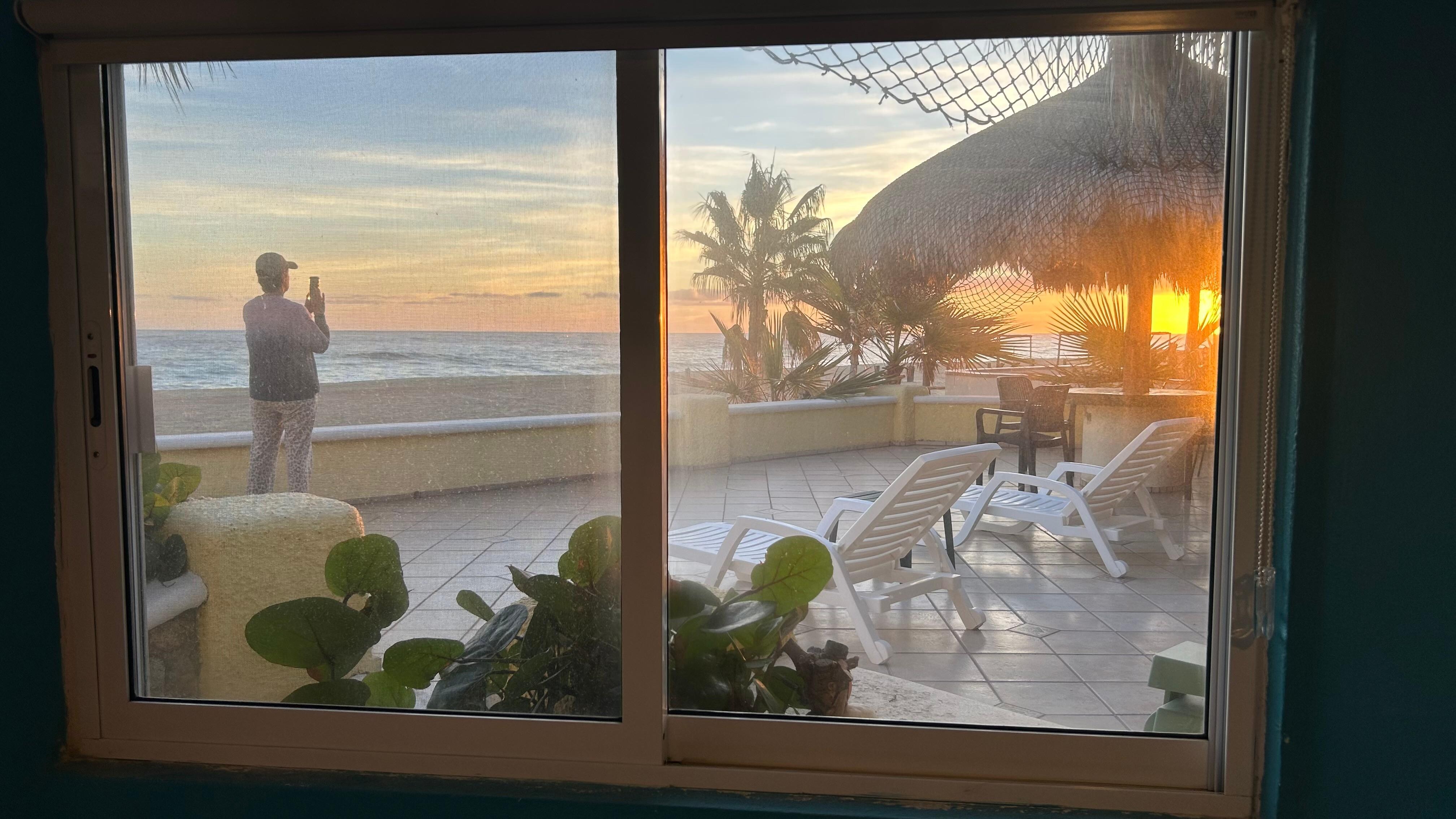 Looking out the kitchen windows.