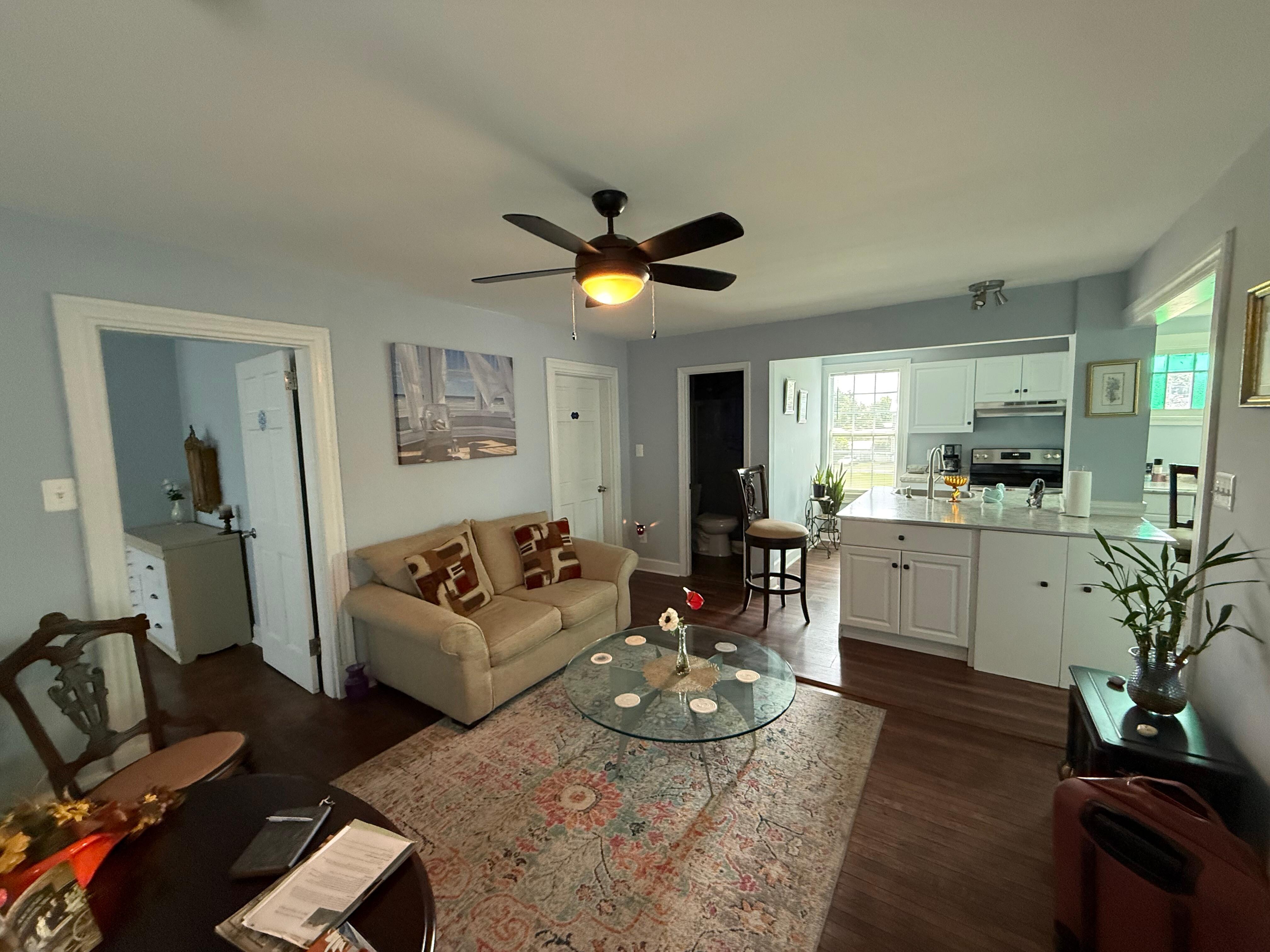 Beautiful living area situated between two bedrooms 