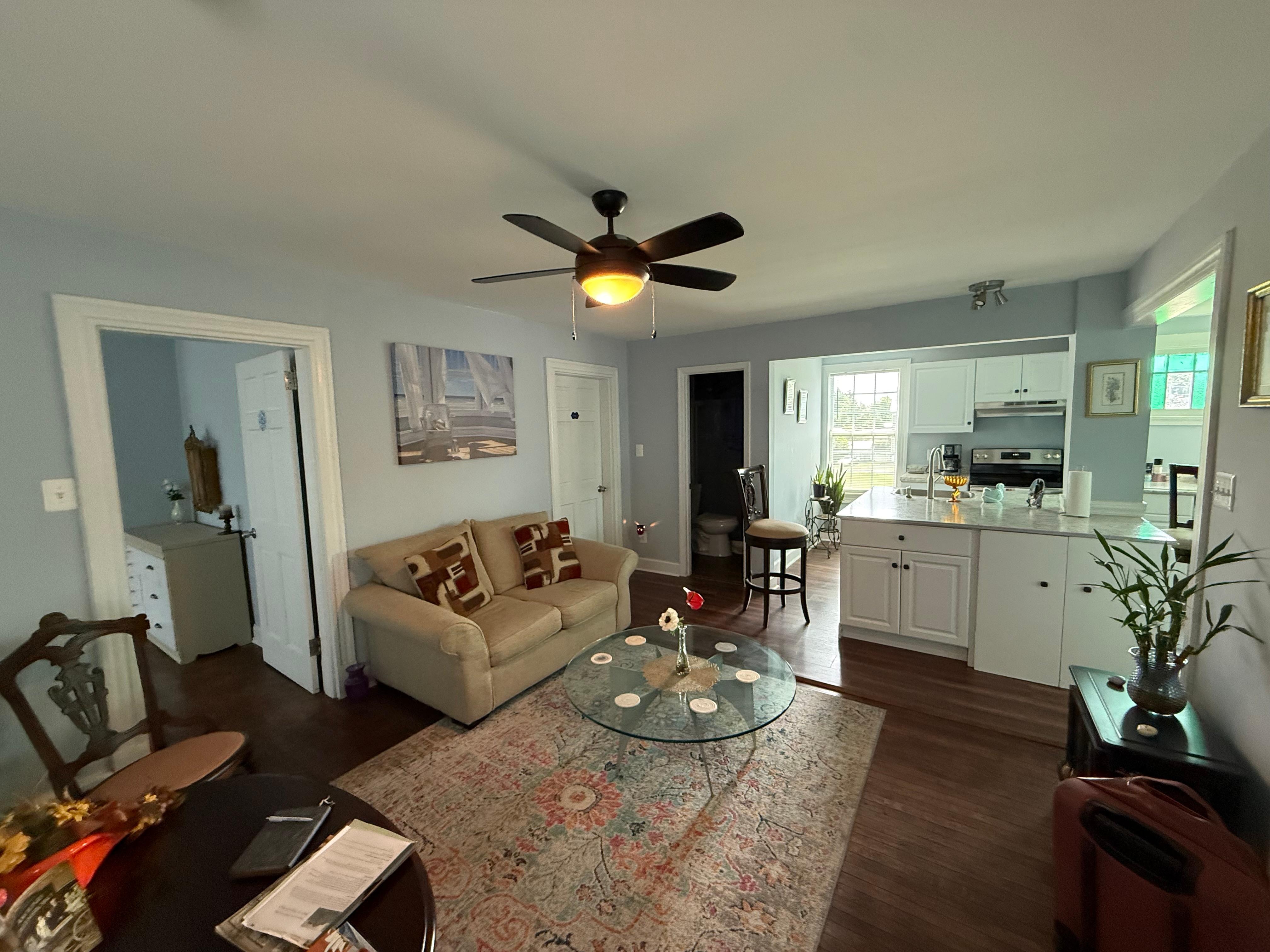 Beautiful living area situated between two bedrooms
