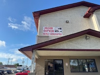 The sign that states that the hotel was fully remodeled