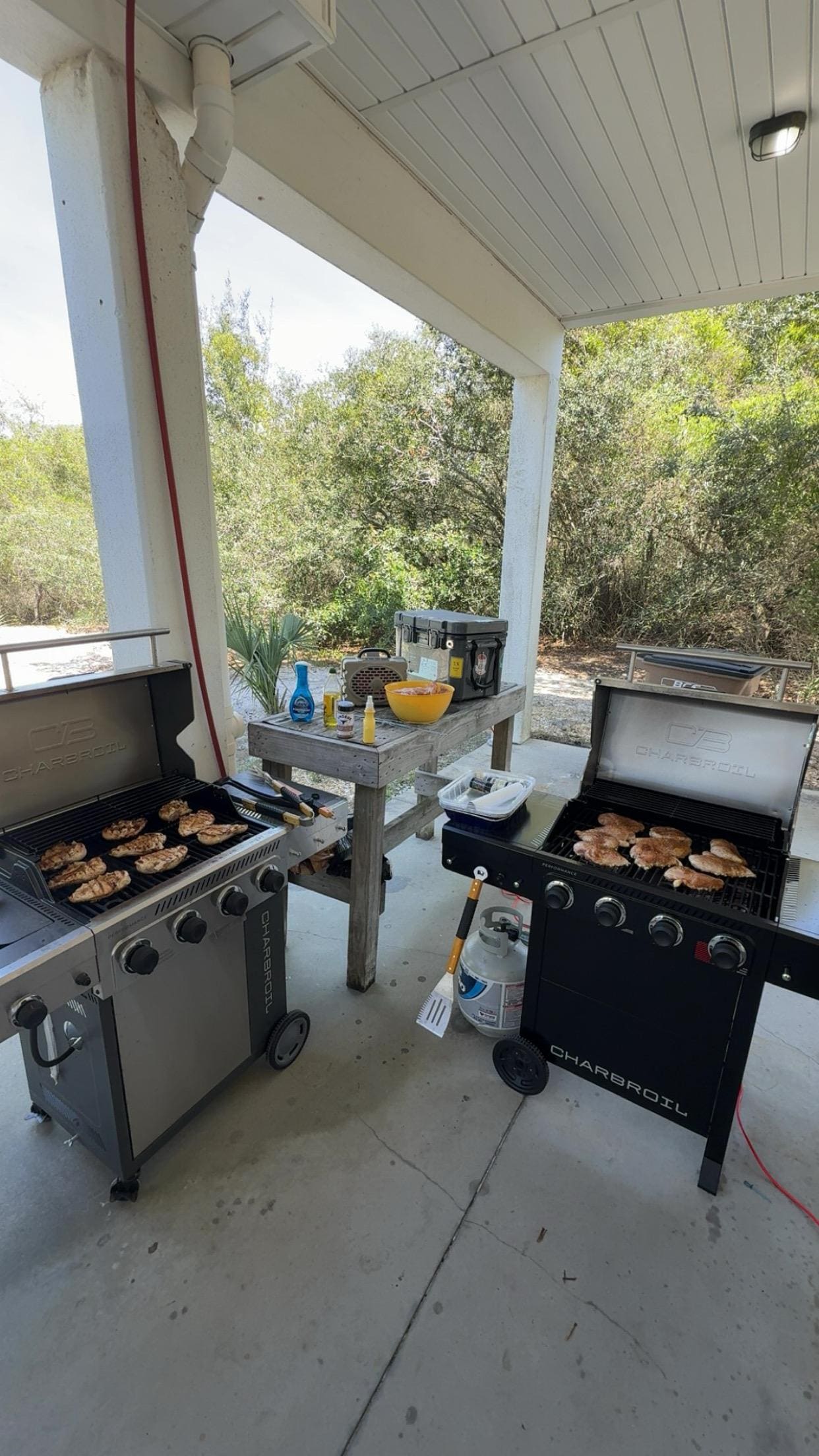 Grill on the left is included and has a great downstairs refrigerator for storage also.