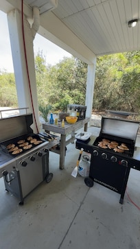 Grill on the left is included and has a great downstairs refrigerator for storage also.