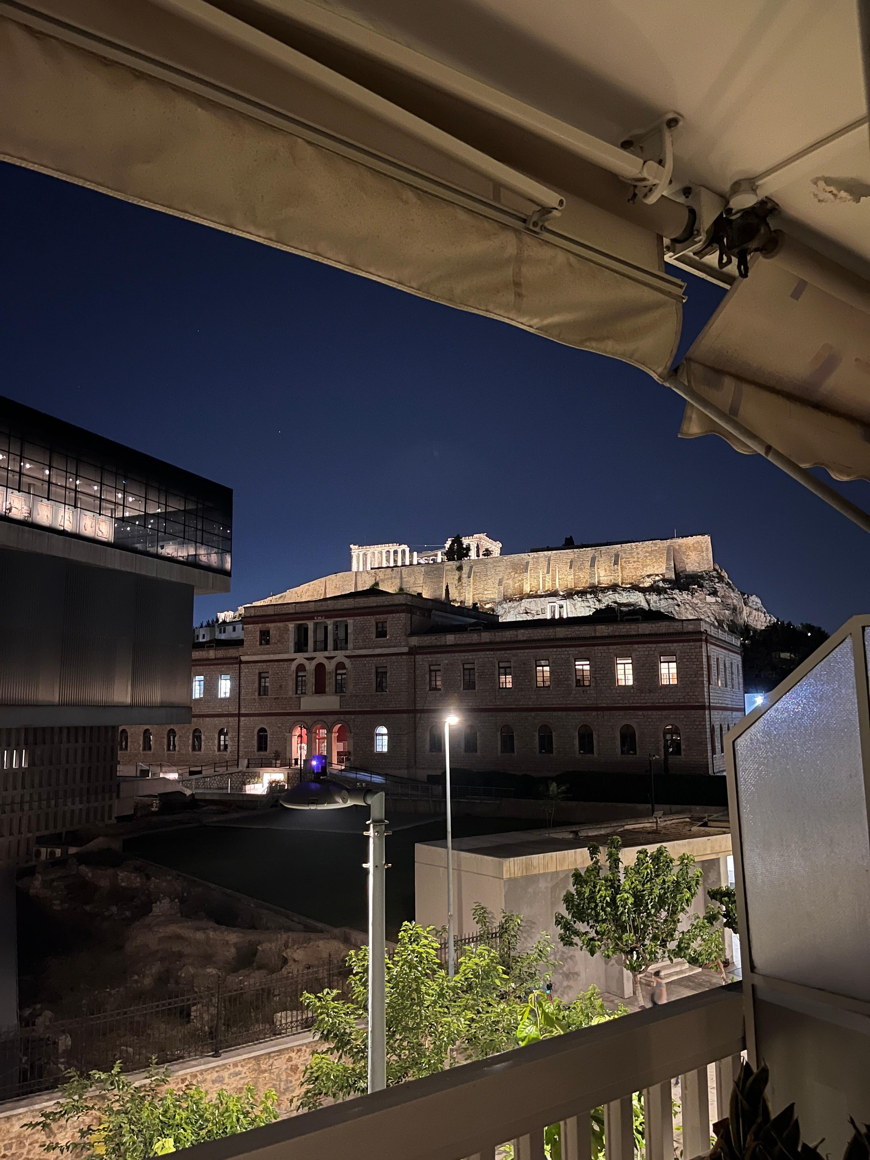View of the Museum and the Acropolis from the apartment patio.