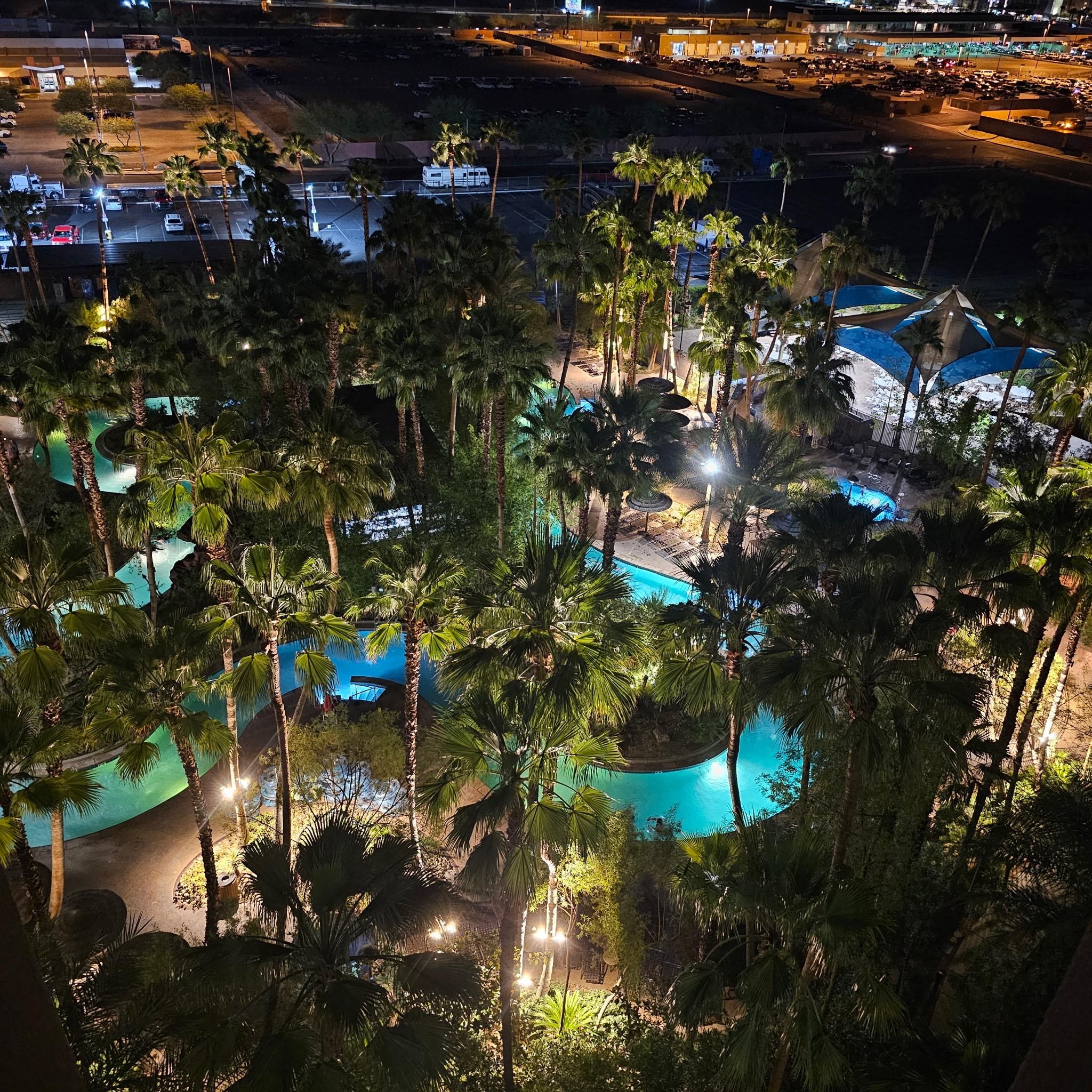 Lazy river pool, separate from the main pool and 2 hot tubs