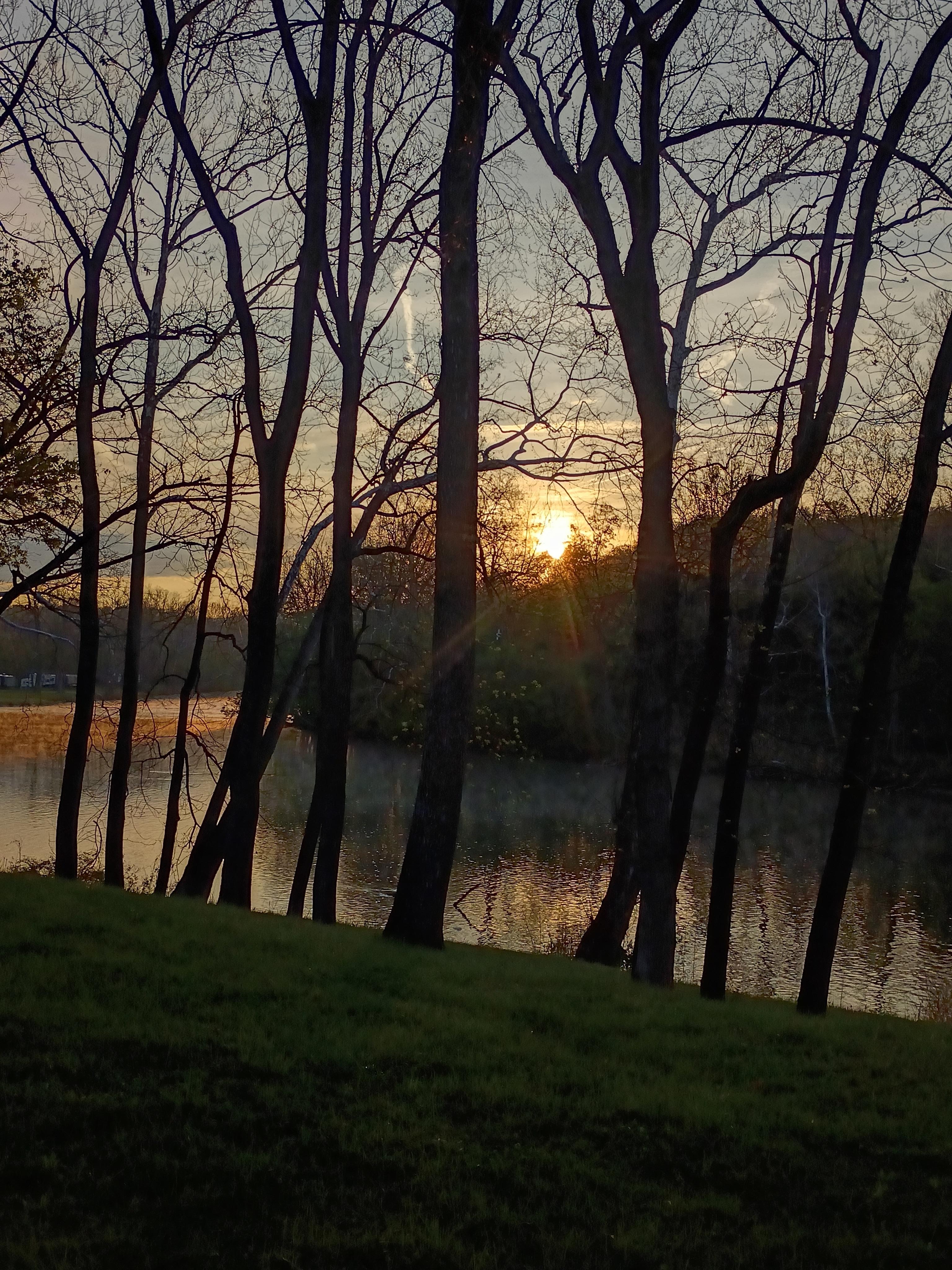 Sunrise from the river across the road 