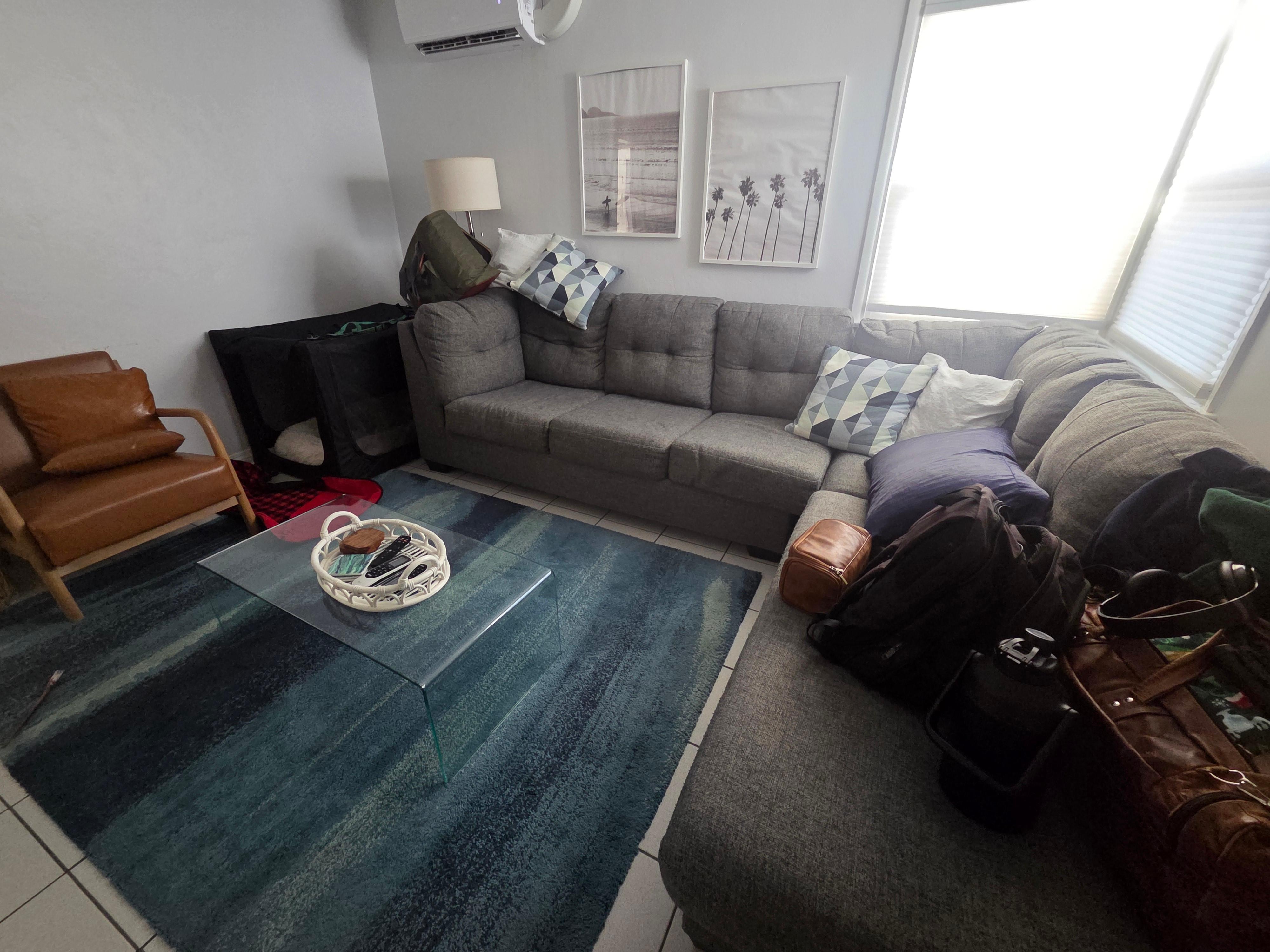 An easy pop-up crate fit perfectly in the living room. 