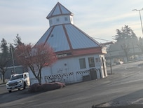 Cute coffee shop in shopping area.