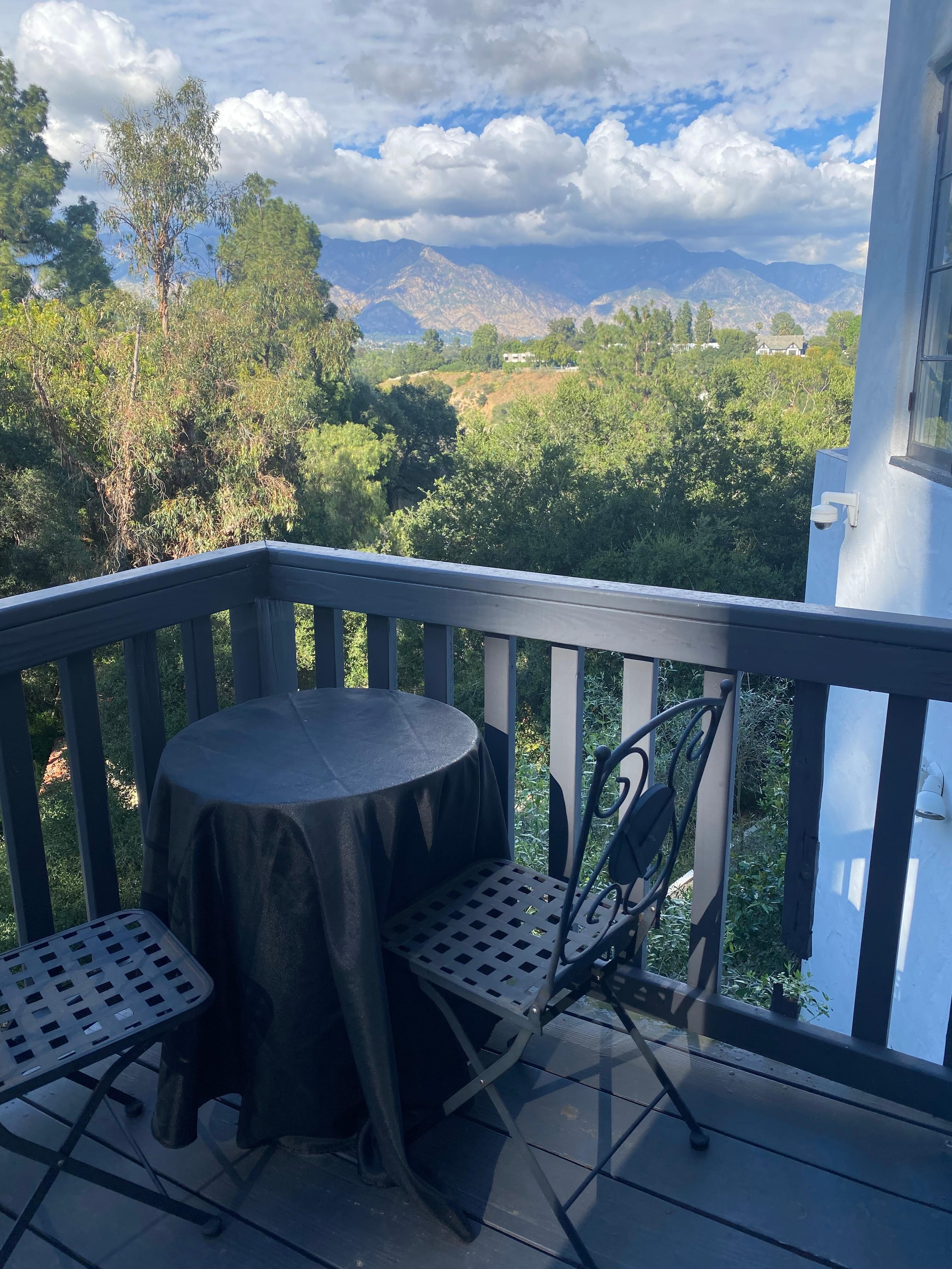 Balcony outside guest house.