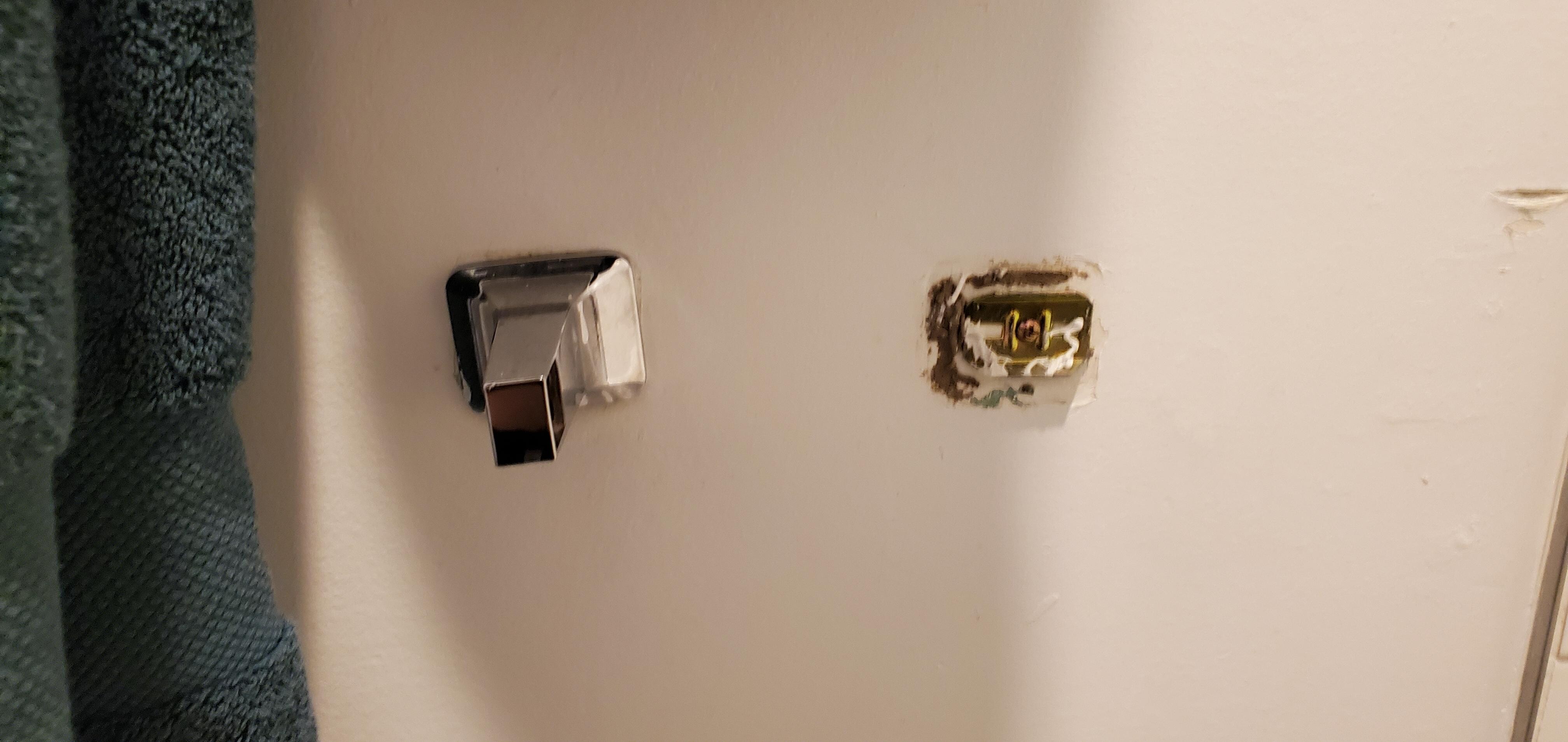 toilet paper holder broken, and had single ply TP