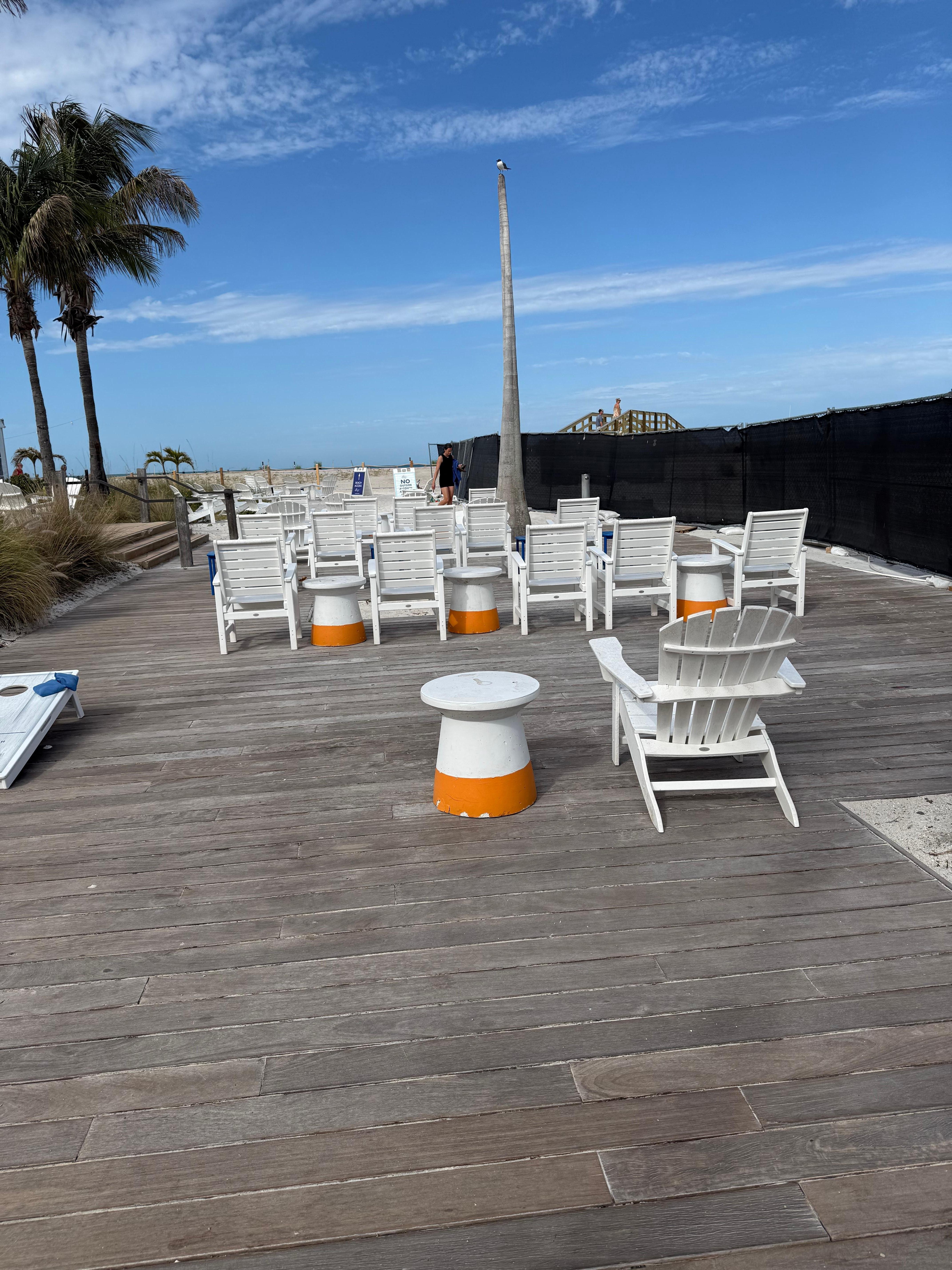 Construction fence completely blocks ocean view