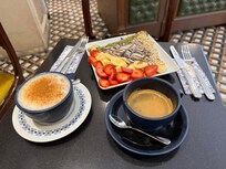 Chocolate Crepes at the end of the trolley away from the square.