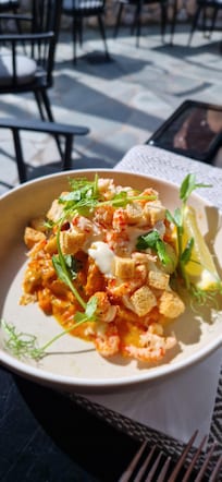 Åkerblads fisk- & skaldjursgryta från deras gårdsmeny - HALV PORTION. Rekommenderar!