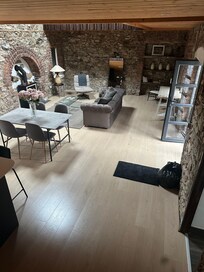 view from spiral staircase of main floor