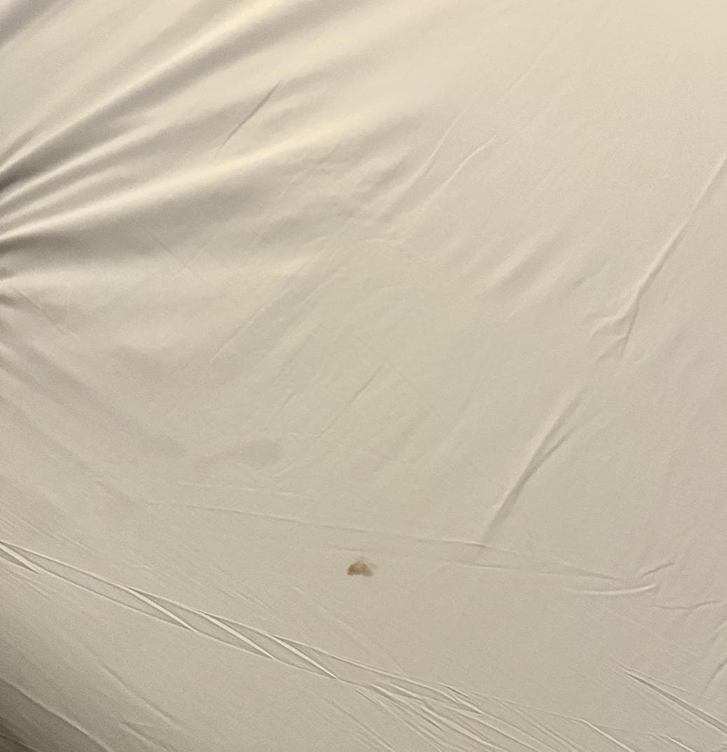Visible brown stain on sheet