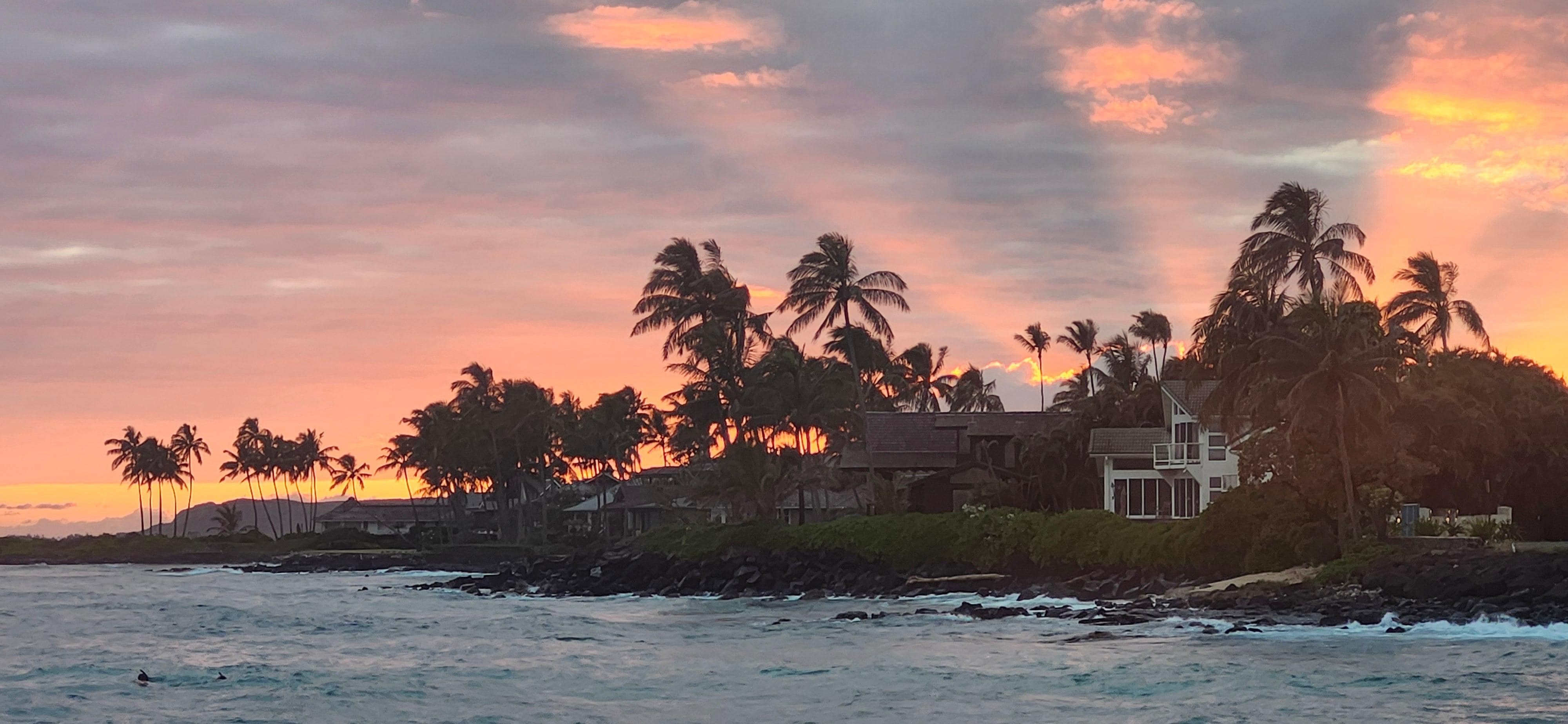 Sunset from beach across the road  from condo