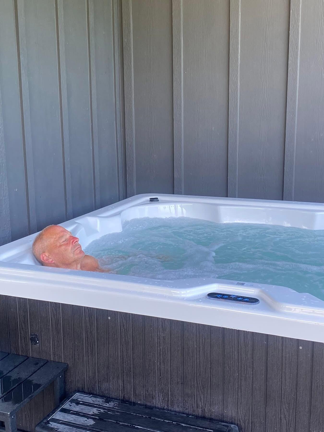 Enjoying the hot tub